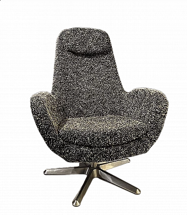 Canadian bouclé fabric and metal swivel armchair, 1980s