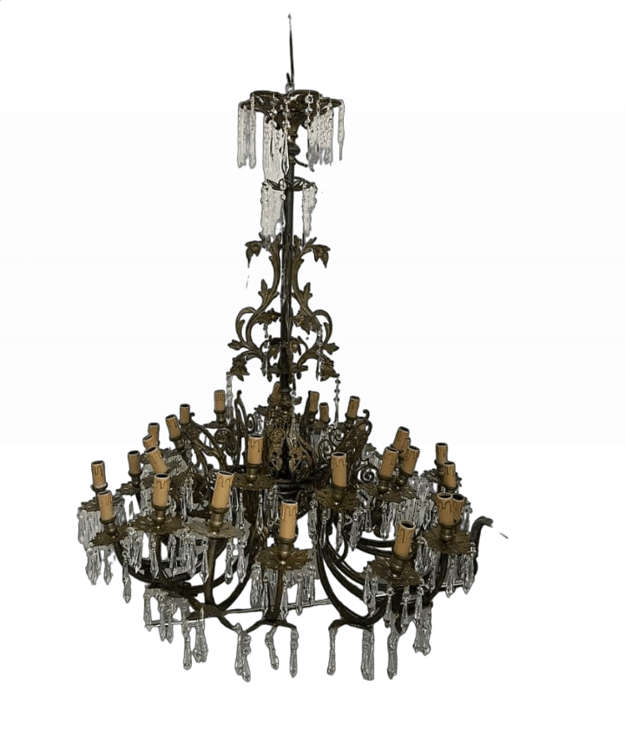 Thirty-light metal and crystal chandelier, early 20th century 14