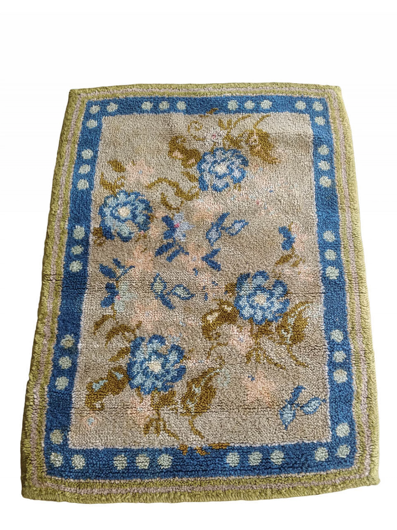 Beige and blue French Cogolin rug, 1950s 1