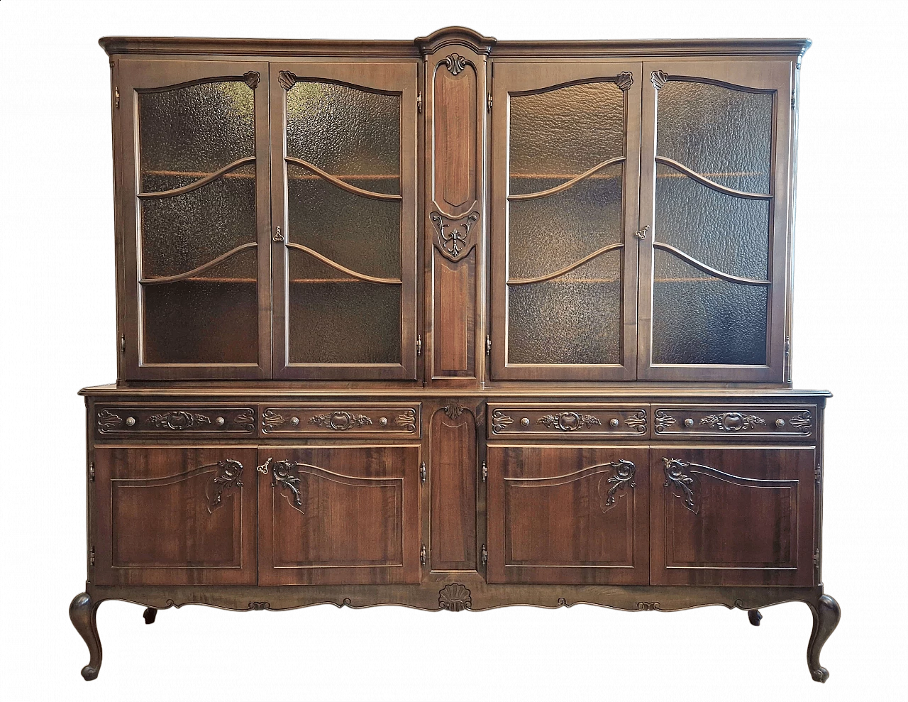 Dark stained national walnut sideboard with showcase, 1960s 9