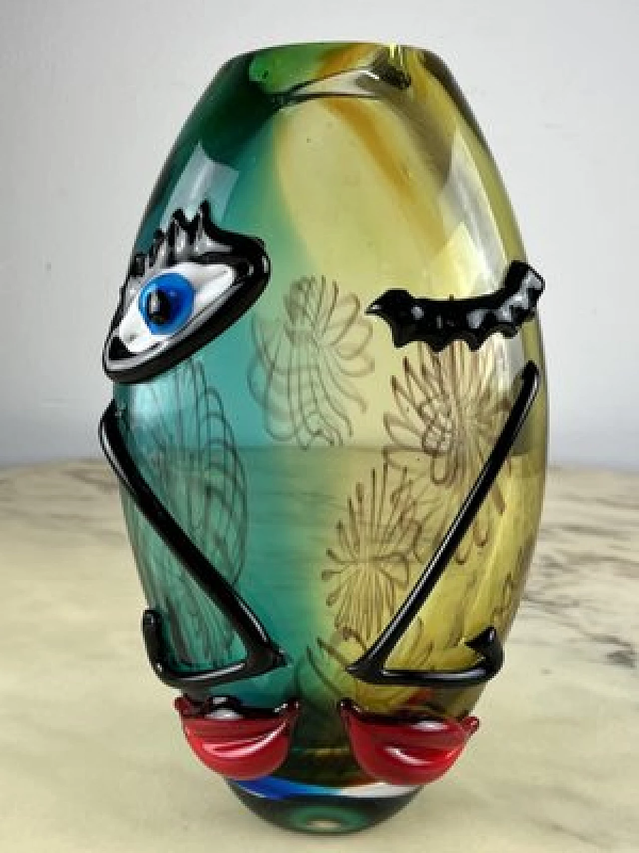 Multicoloured Murano glass vase, 1980s 1