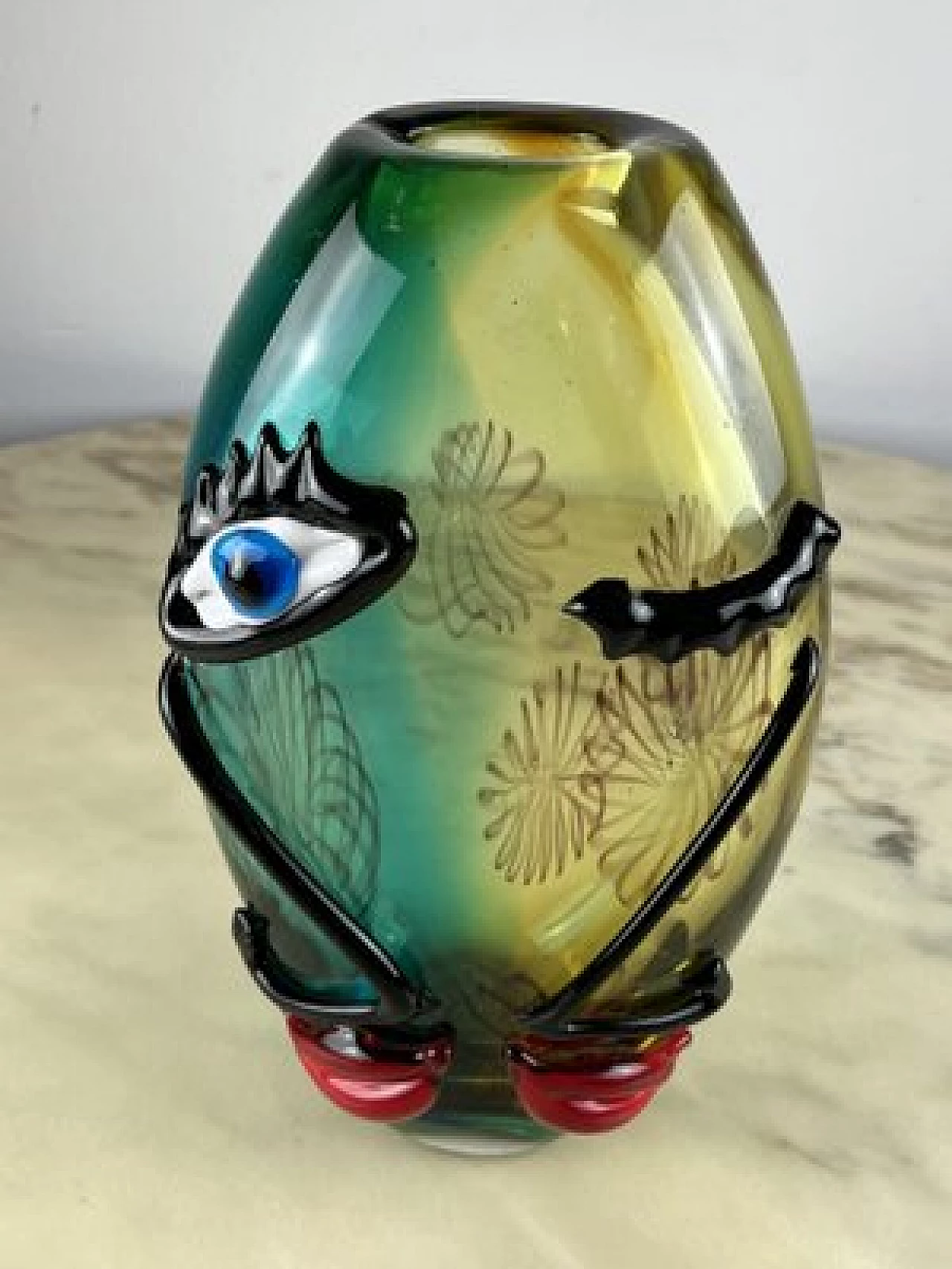 Multicoloured Murano glass vase, 1980s 2