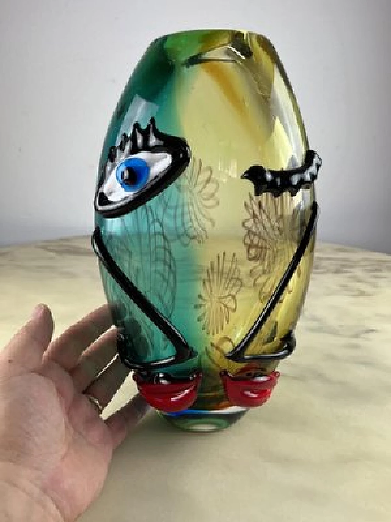 Multicoloured Murano glass vase, 1980s 3