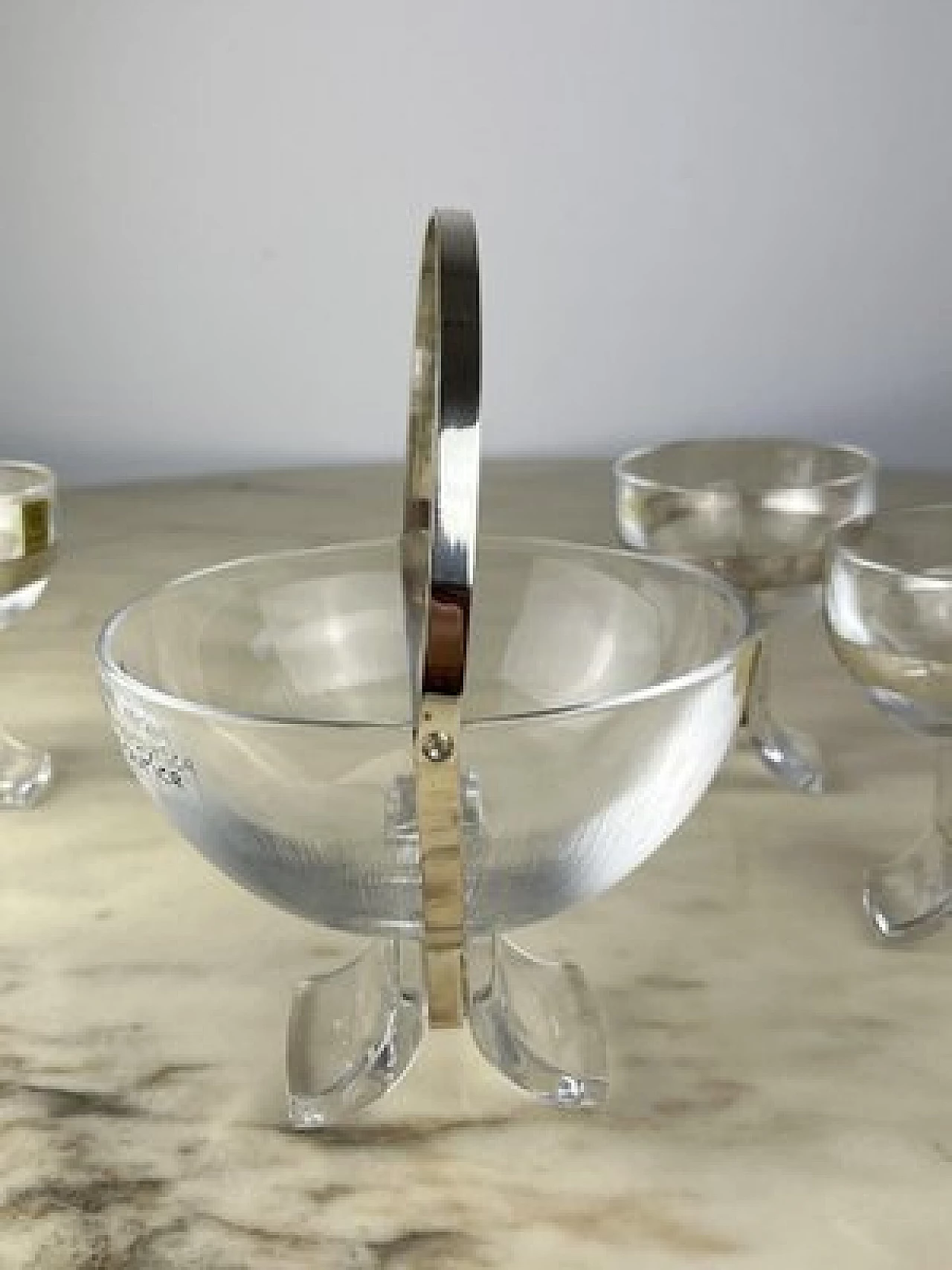 6 Glasses and bucket in crystal and 800 silver by Taddei Sestini for Kristall Krisla, 1970s 8