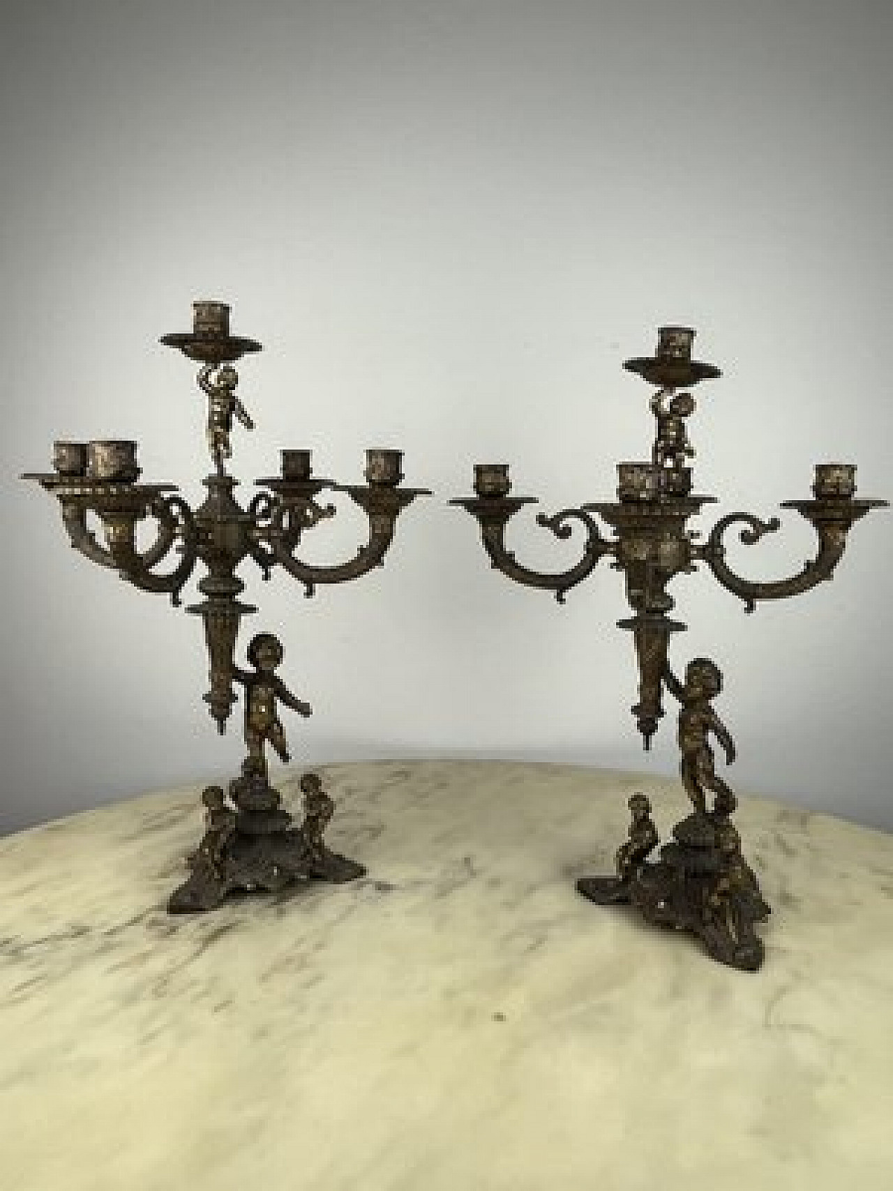 Five-Candle Brass Candelabra