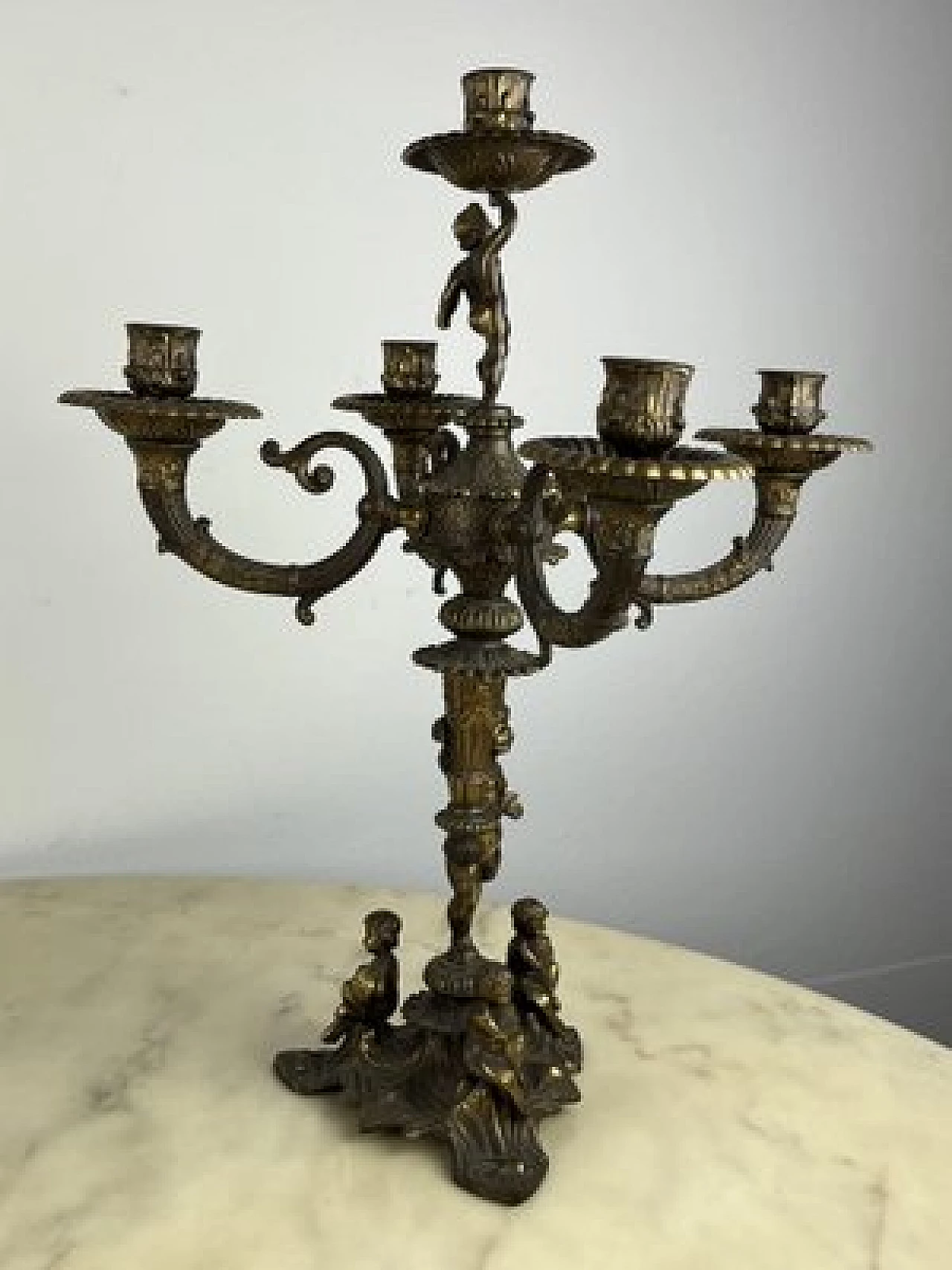 Pair of five-flame bronze candelabra, 1960s 3