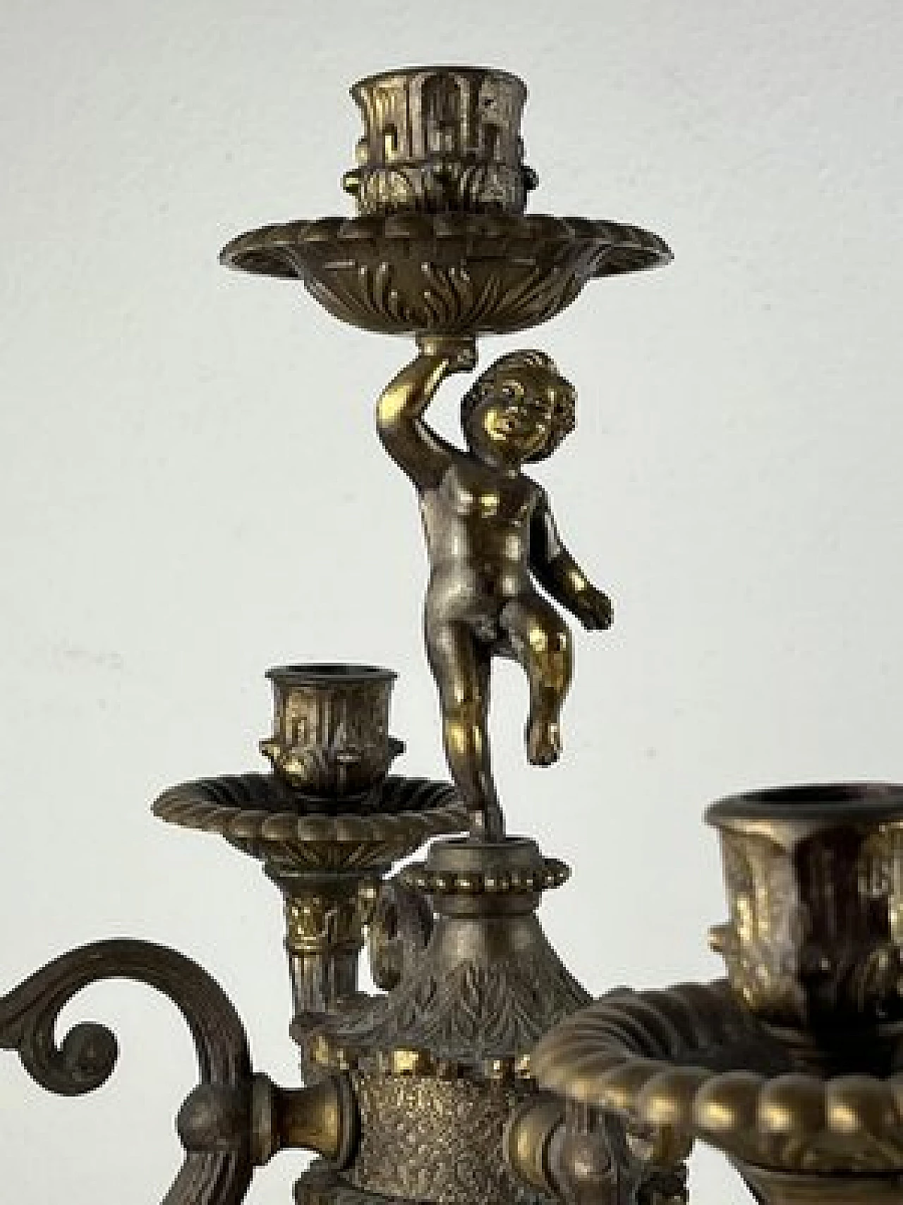 Pair of five-flame bronze candelabra, 1960s 4