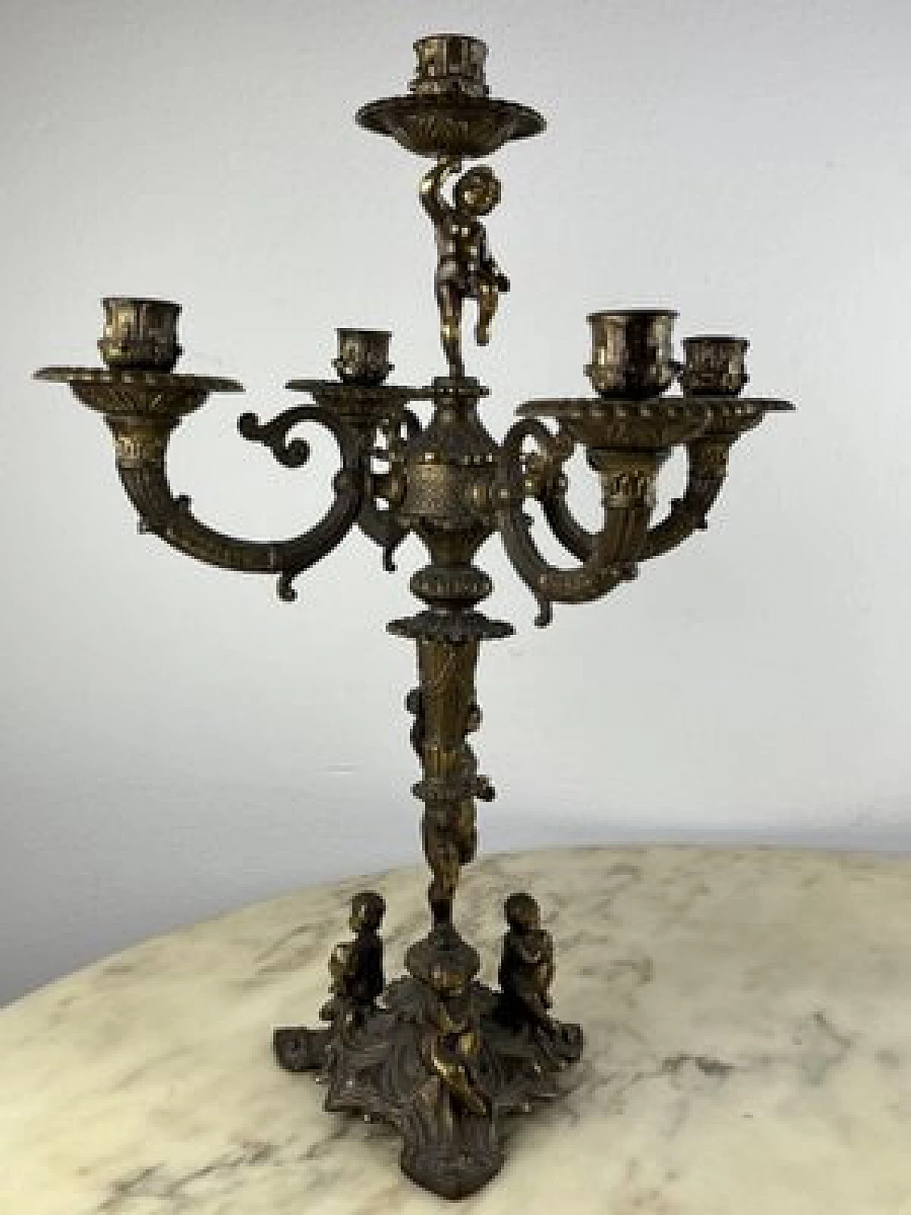 Pair of five-flame bronze candelabra, 1960s 5