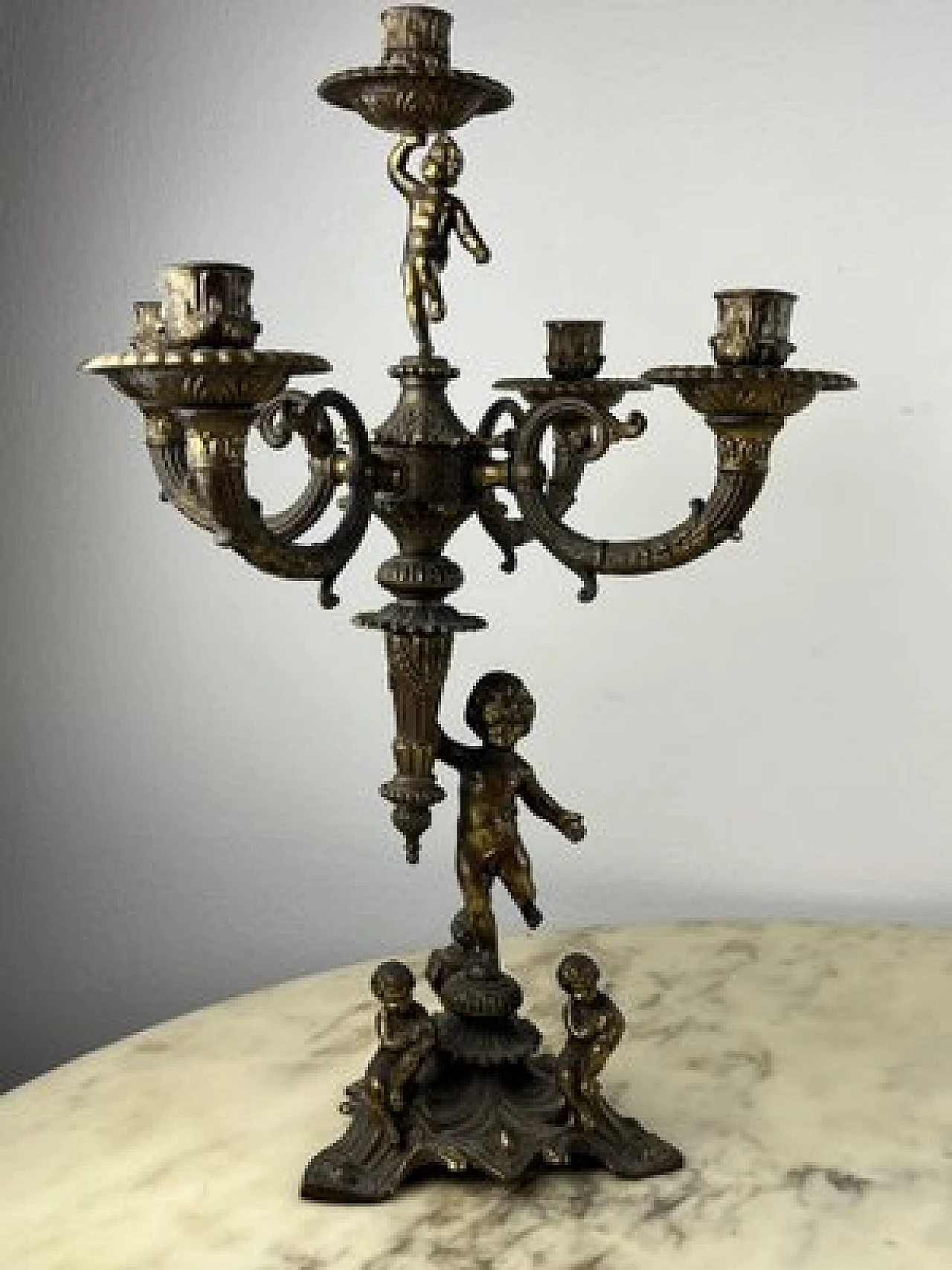 Pair of five-flame bronze candelabra, 1960s 7