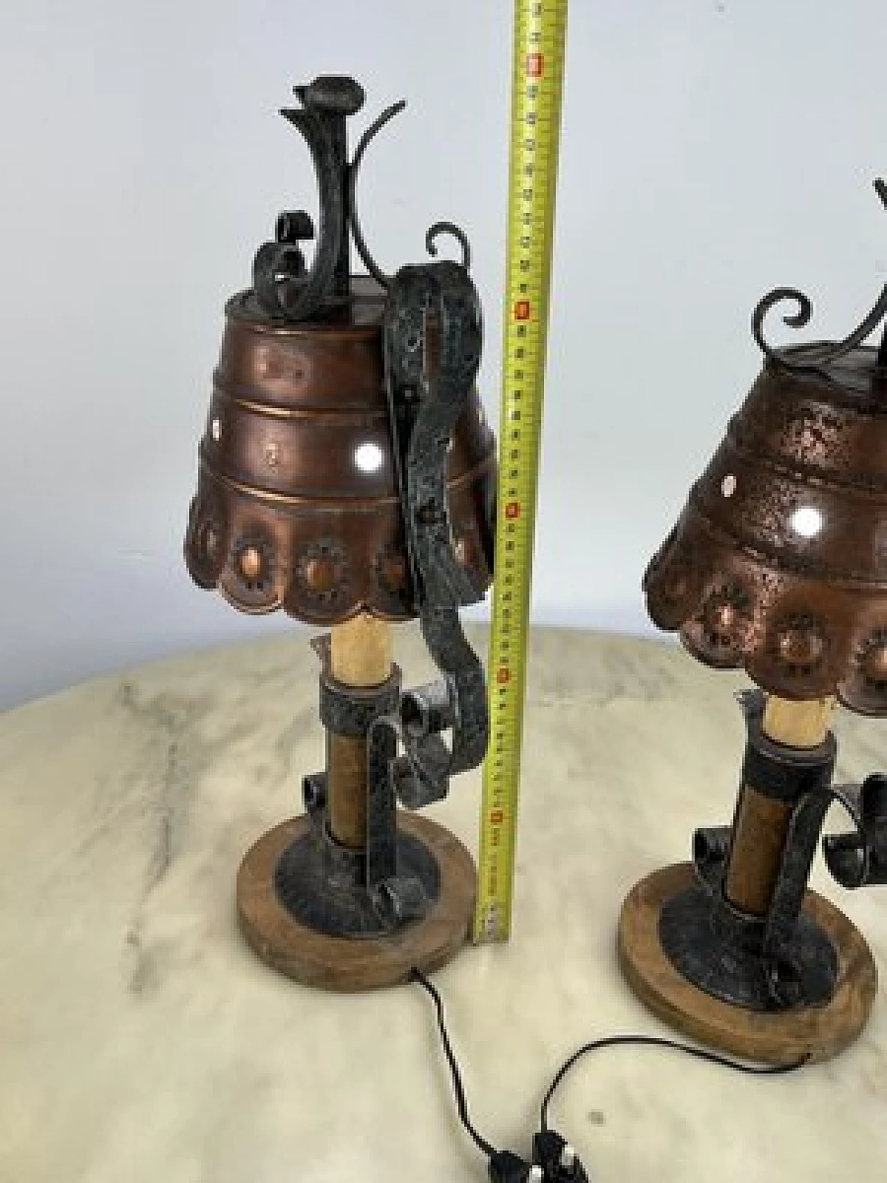 Pair of Brutalist bronze table lamps, 1960s 16