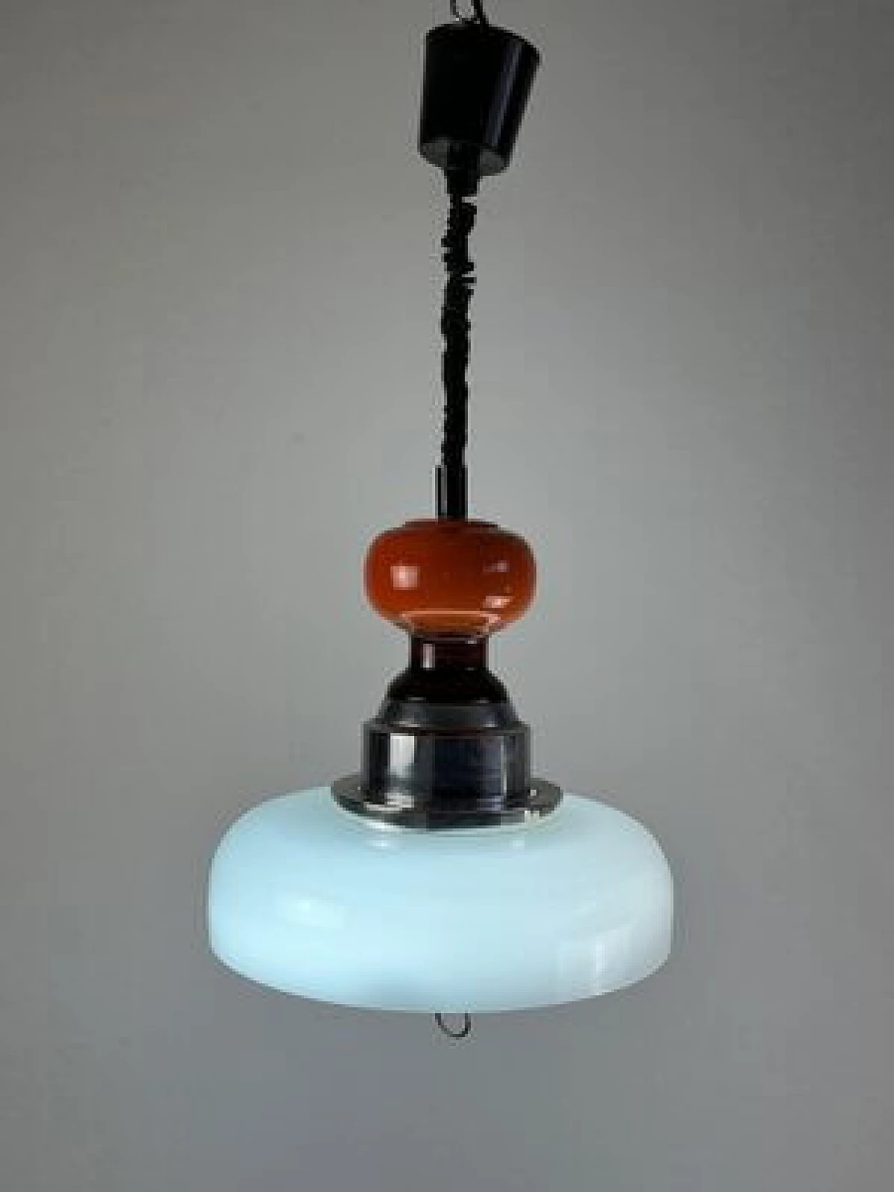 Extendable ceramic and glass pendant lamp, 1970s 1