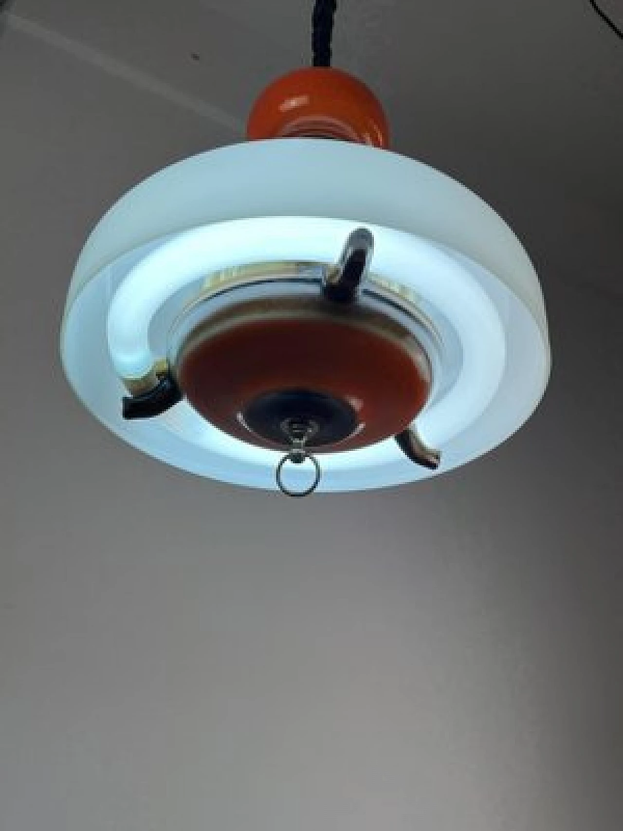 Extendable ceramic and glass pendant lamp, 1970s 2