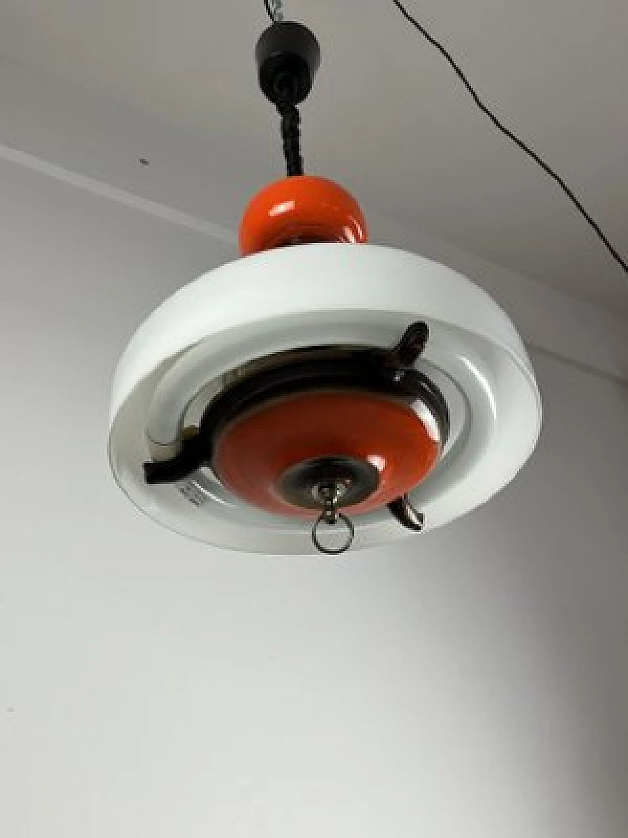 Extendable ceramic and glass pendant lamp, 1970s 4