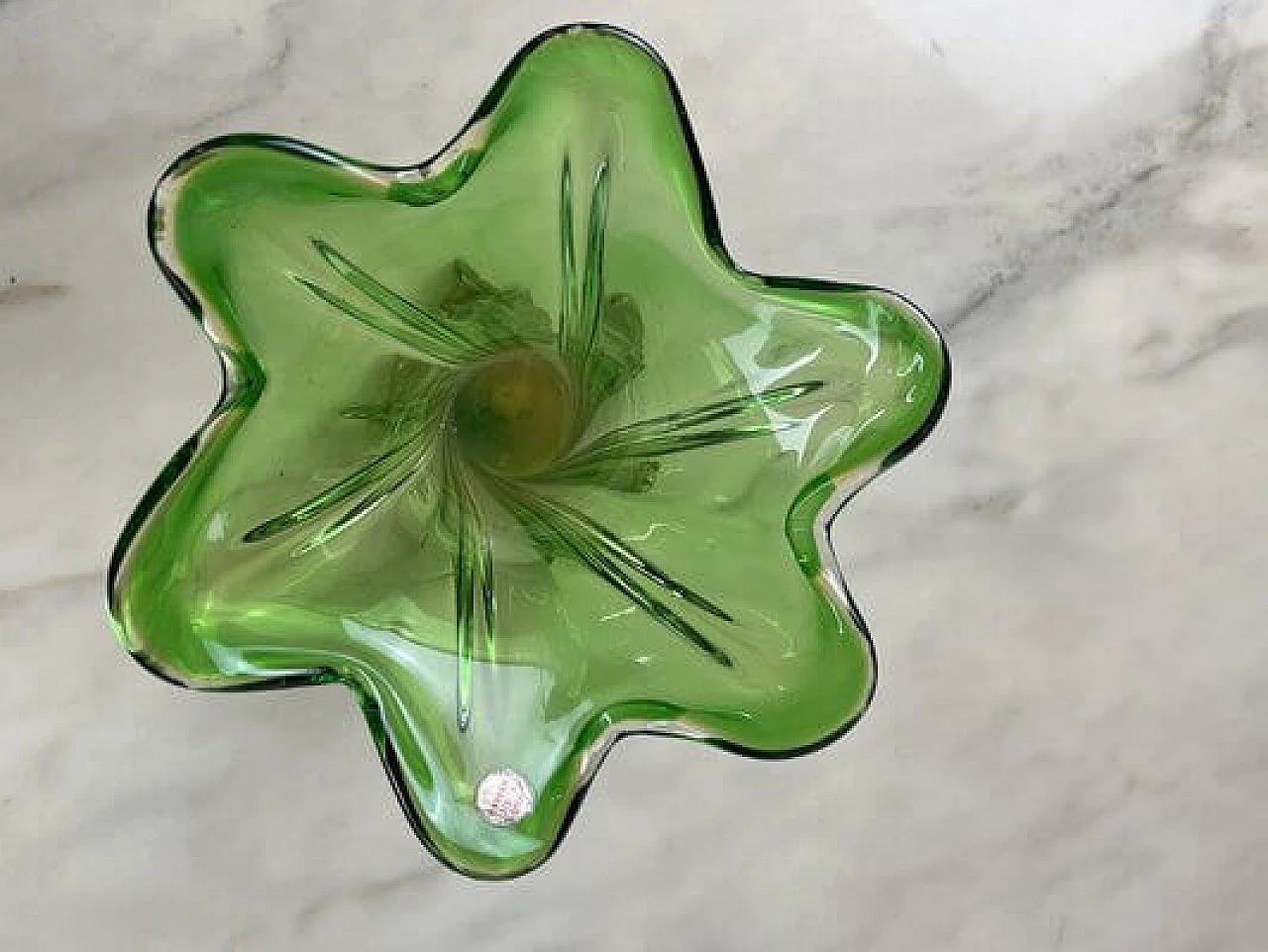 Green submerged Murano glass vase, 1960s 6