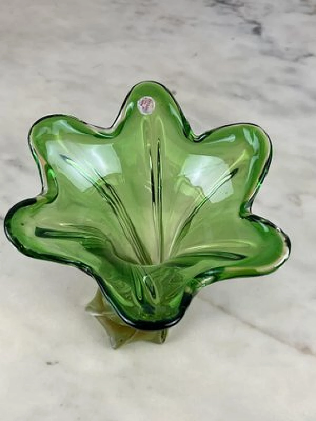 Vaso in vetro di Murano sommerso verde, anni '60 8