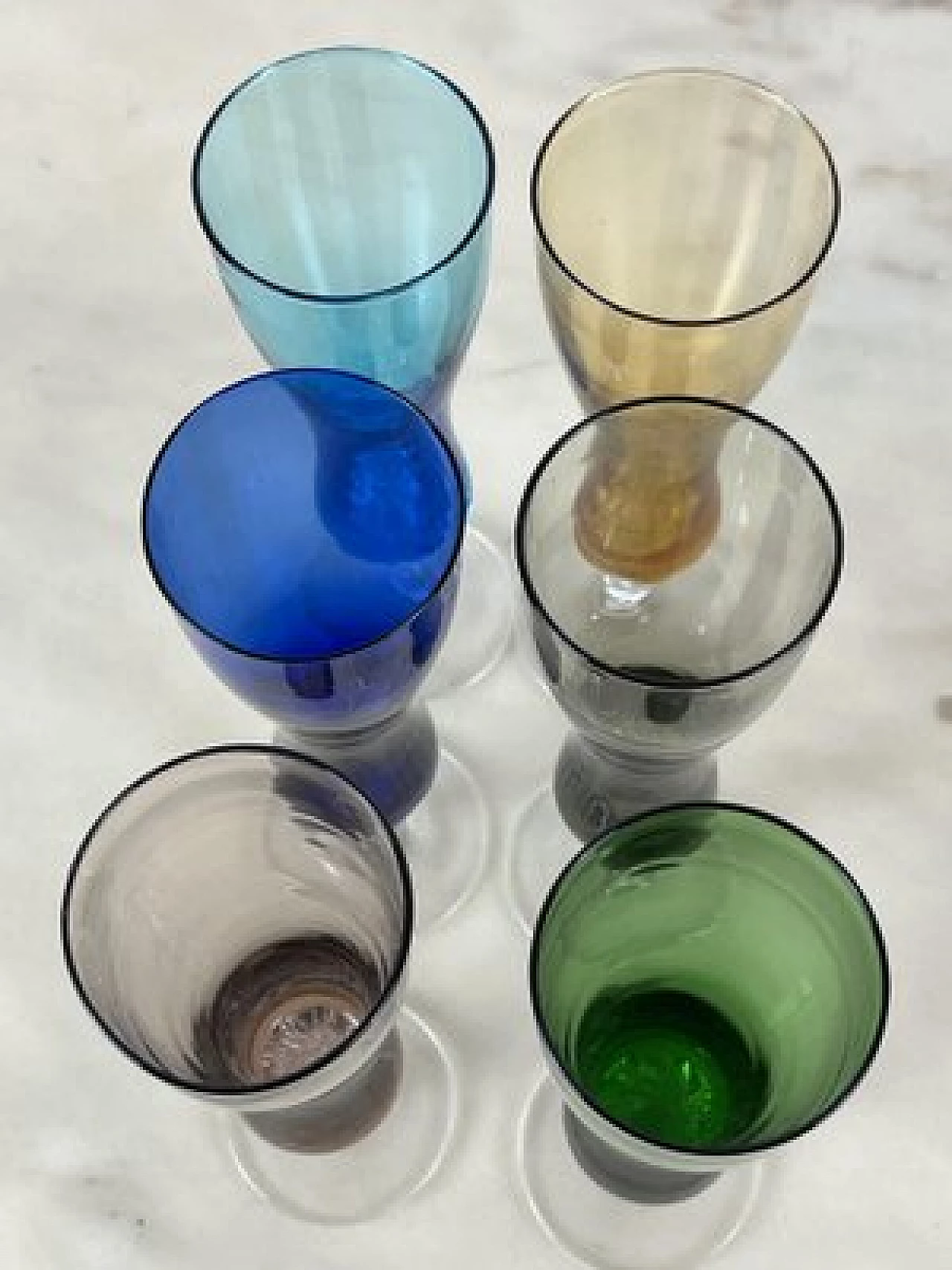 6 Coloured Murano glass beakers, 1960s 5