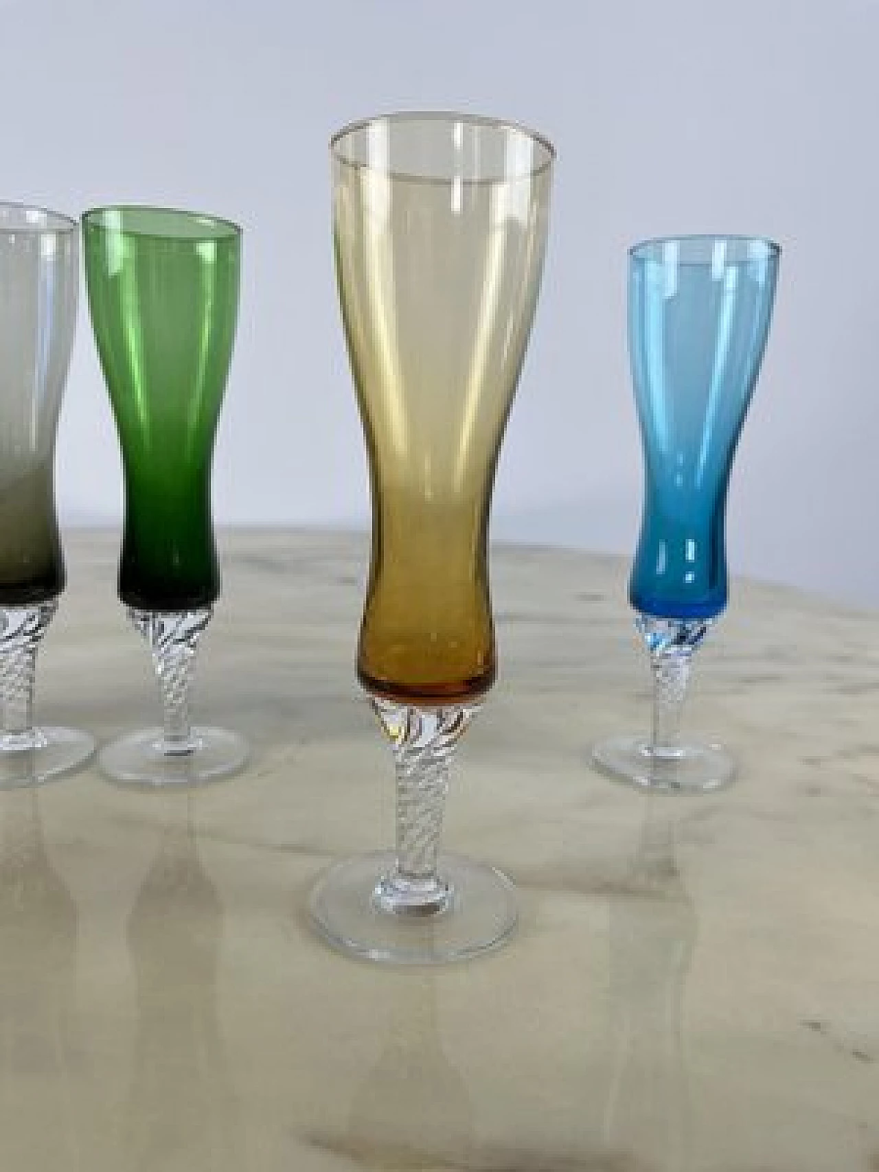 6 Coloured Murano glass beakers, 1960s 11