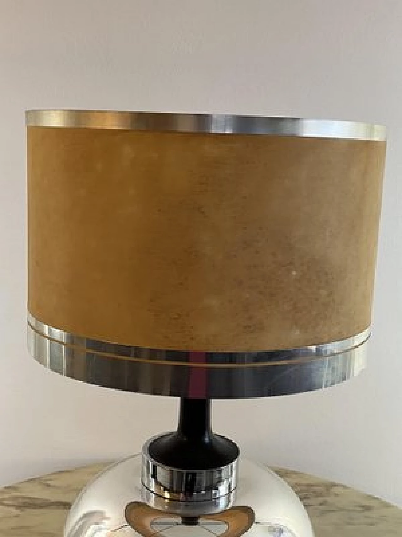 Lampada da tavolo con base in vetro opalescente, anni '70 11