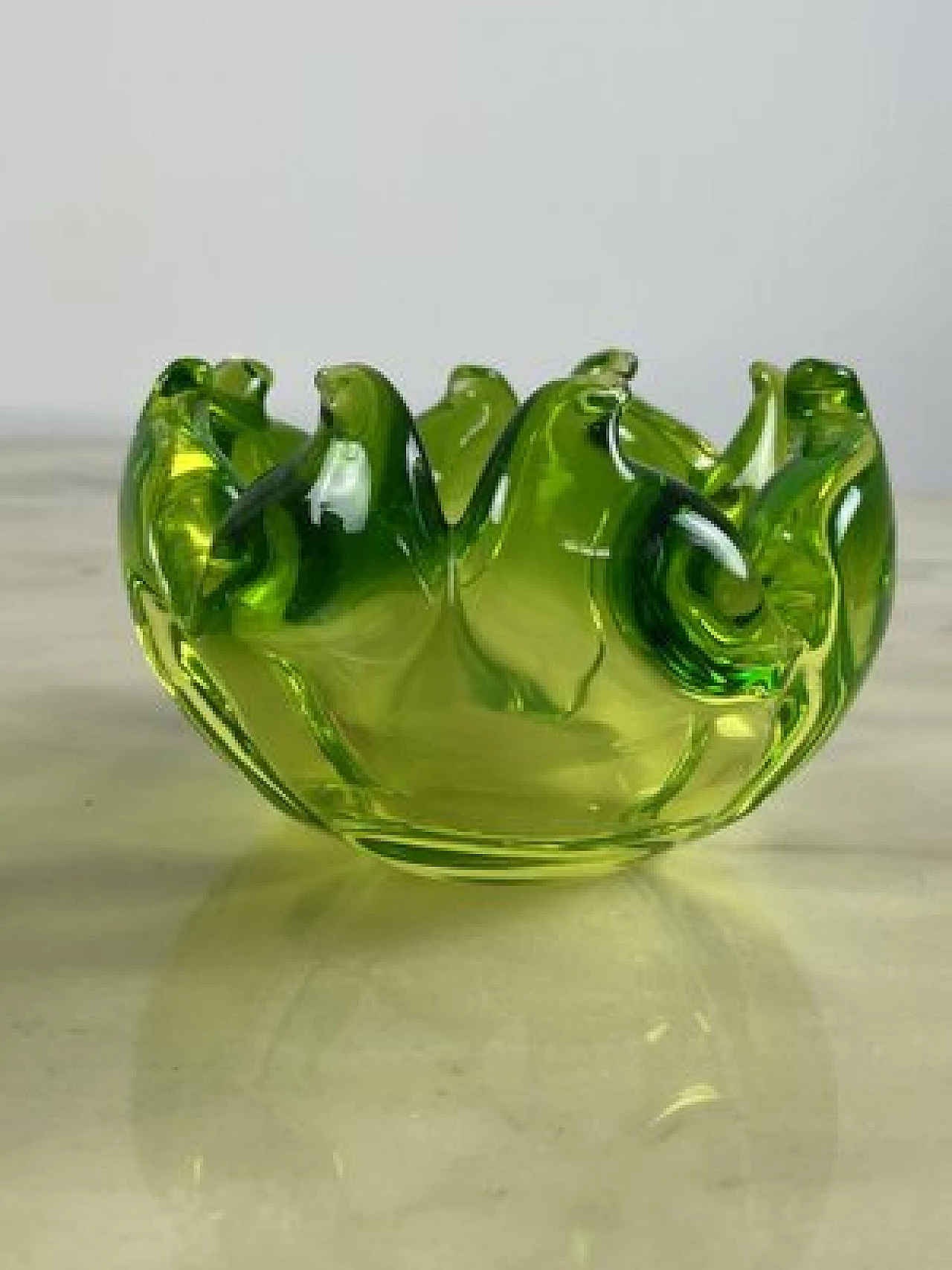 Pair of green Murano glass ashtrays, 1980s 1