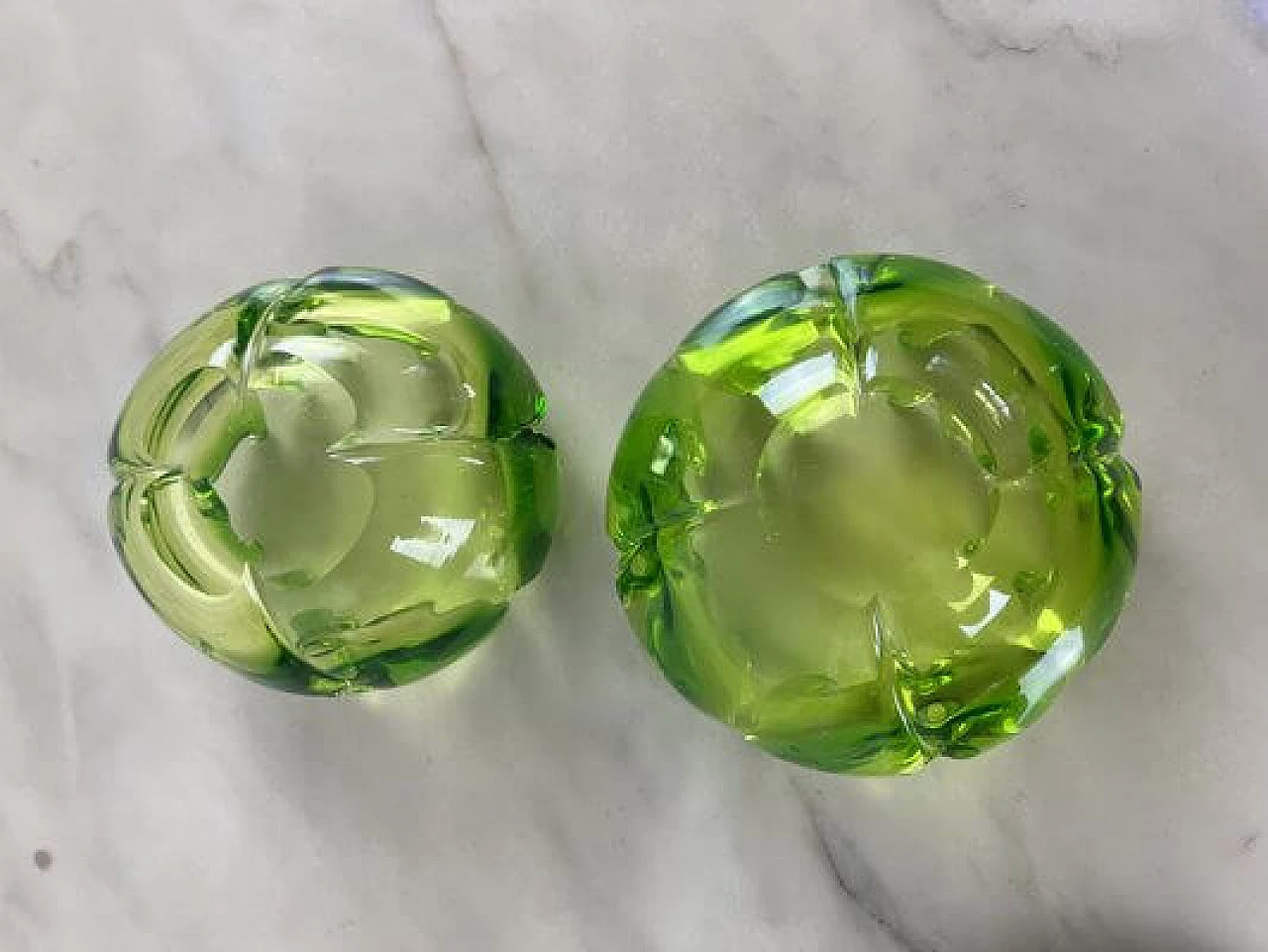 Pair of green Murano glass ashtrays, 1980s 5