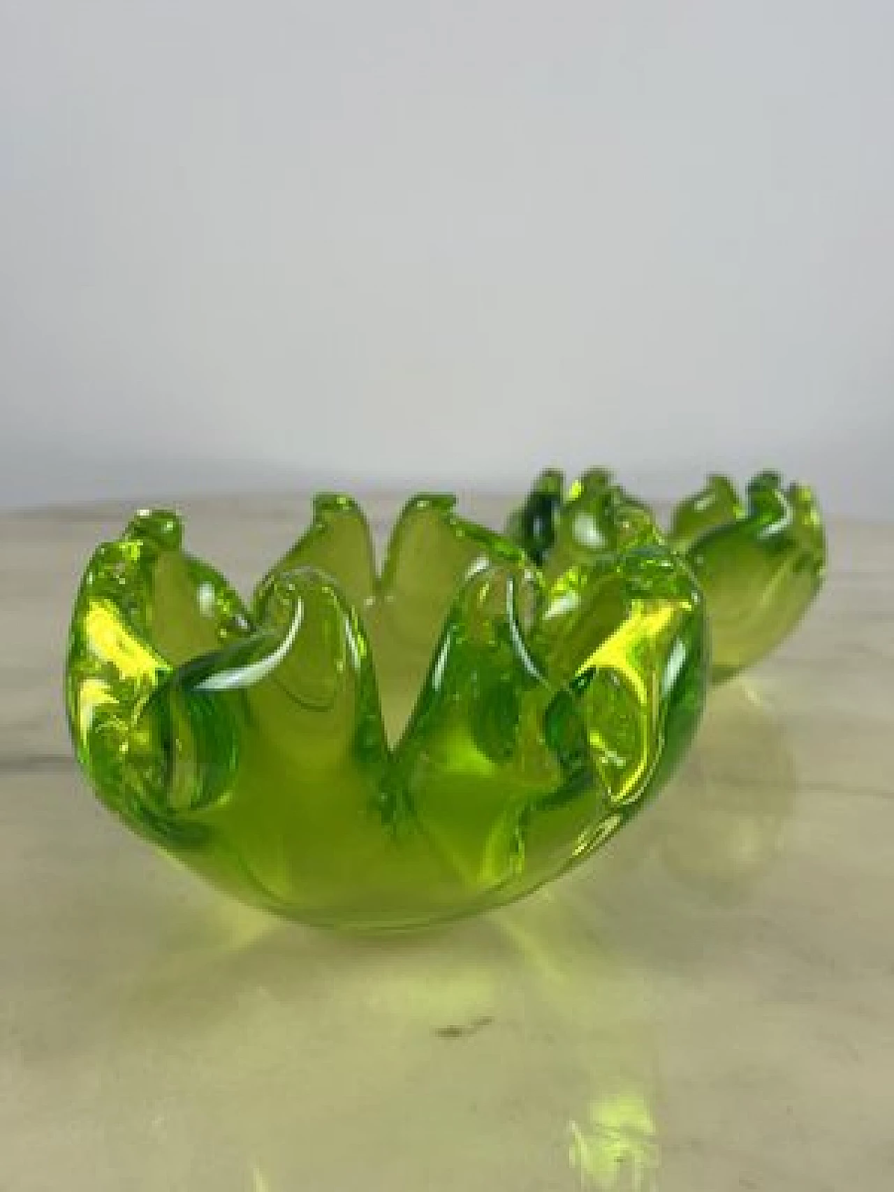 Pair of green Murano glass ashtrays, 1980s 6