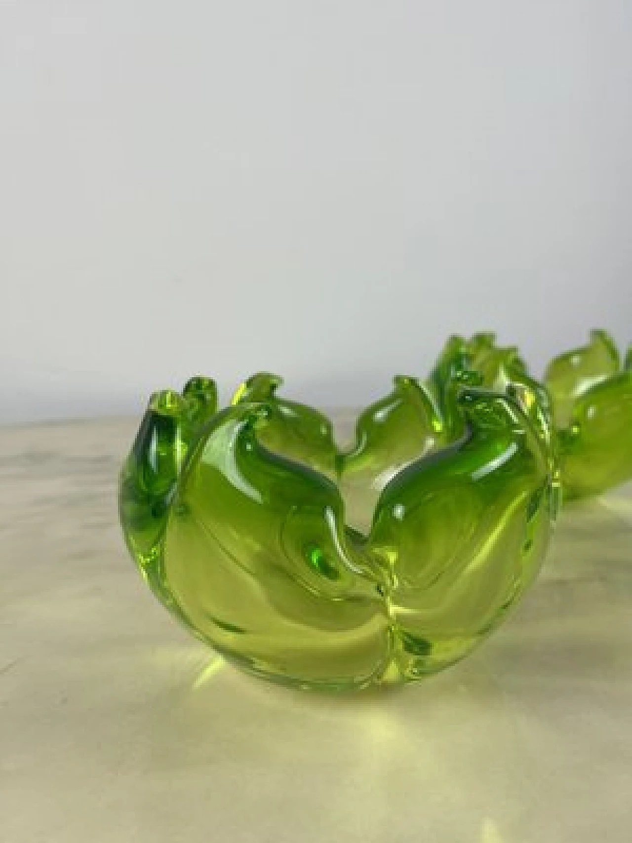 Pair of green Murano glass ashtrays, 1980s 9