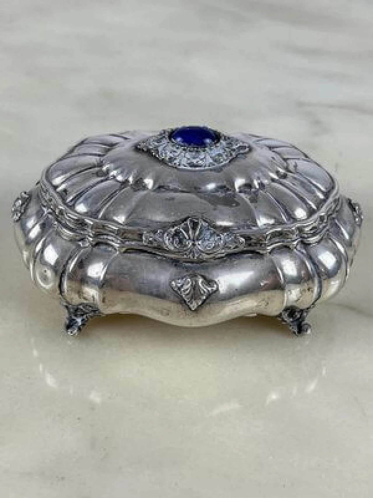 Jewellery box in 800 silver with lapis lazuli, 1960s 1