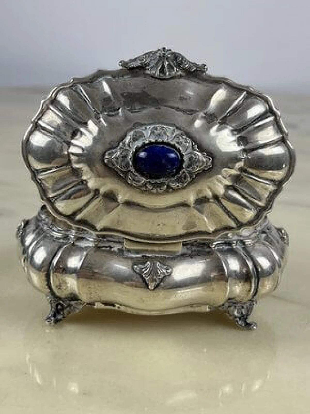 Jewellery box in 800 silver with lapis lazuli, 1960s 4