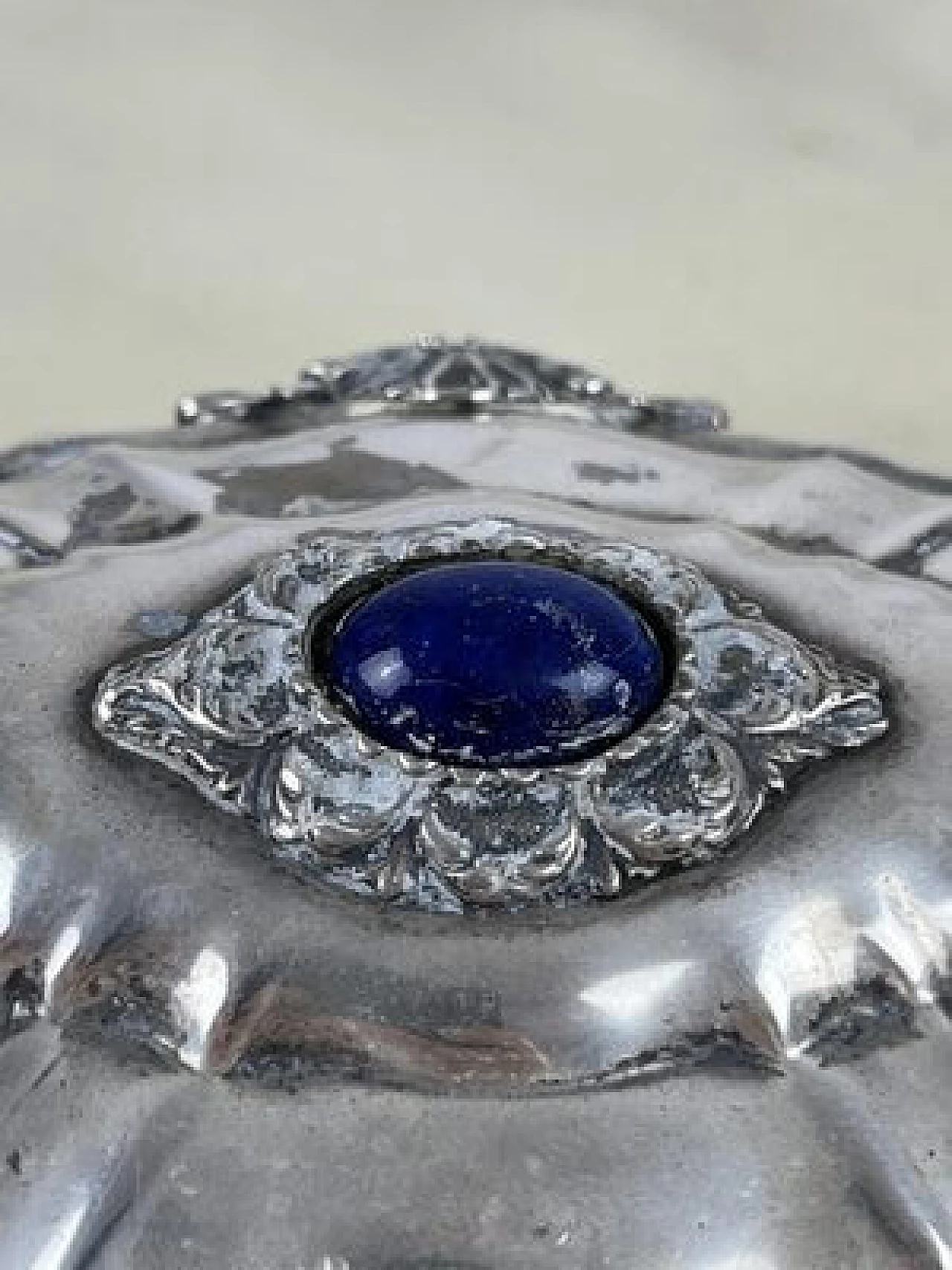 Jewellery box in 800 silver with lapis lazuli, 1960s 5