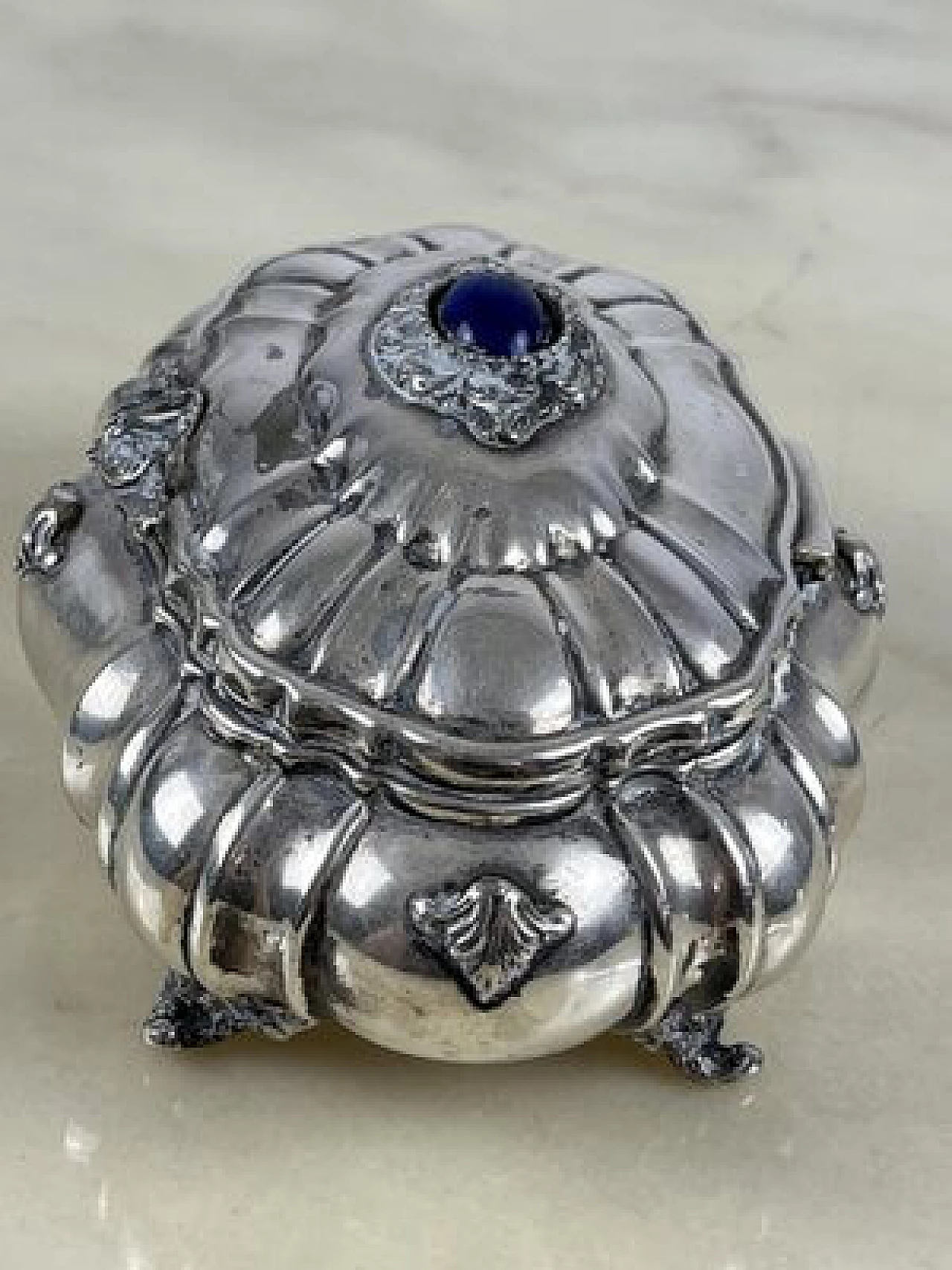 Jewellery box in 800 silver with lapis lazuli, 1960s 6