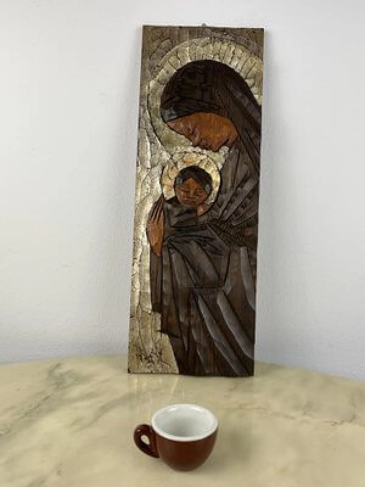 Capezzale, Madonna and Child, painting on panel, 1980s 3