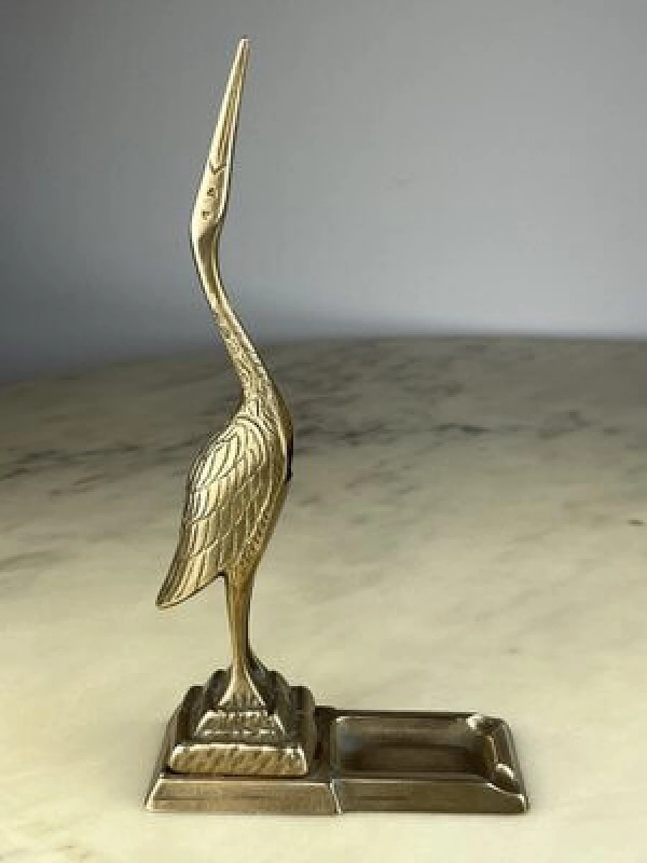 Brass ashtray with flamingo, 1960s 1