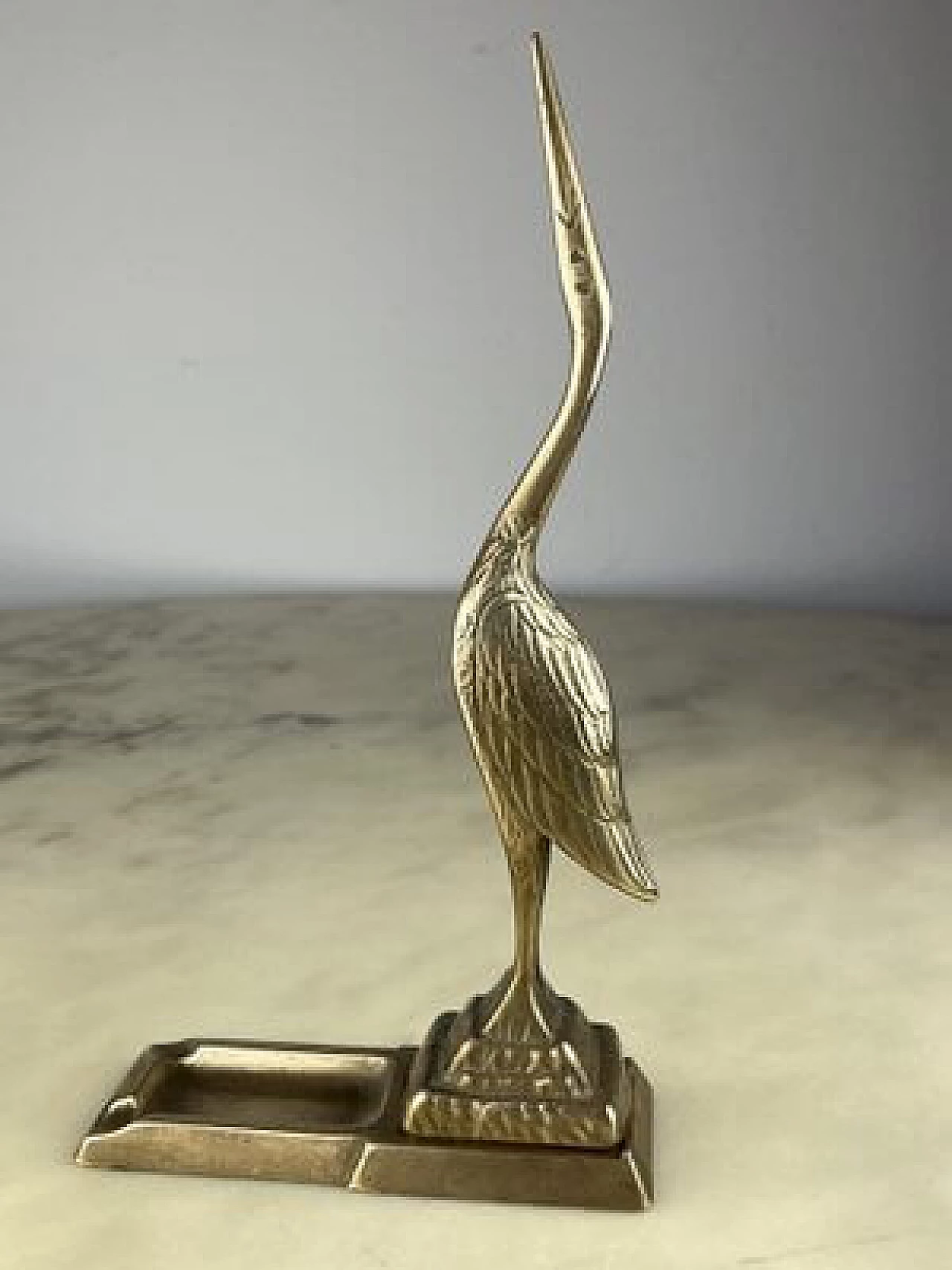 Brass ashtray with flamingo, 1960s 3