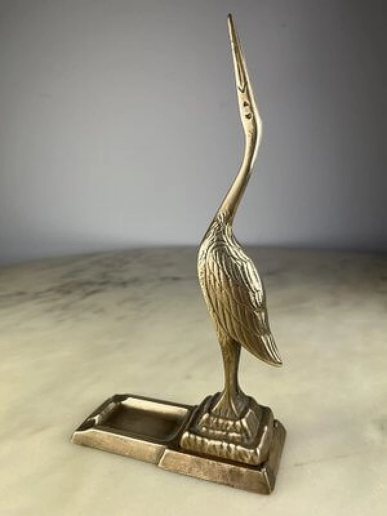 Brass ashtray with flamingo, 1960s 8