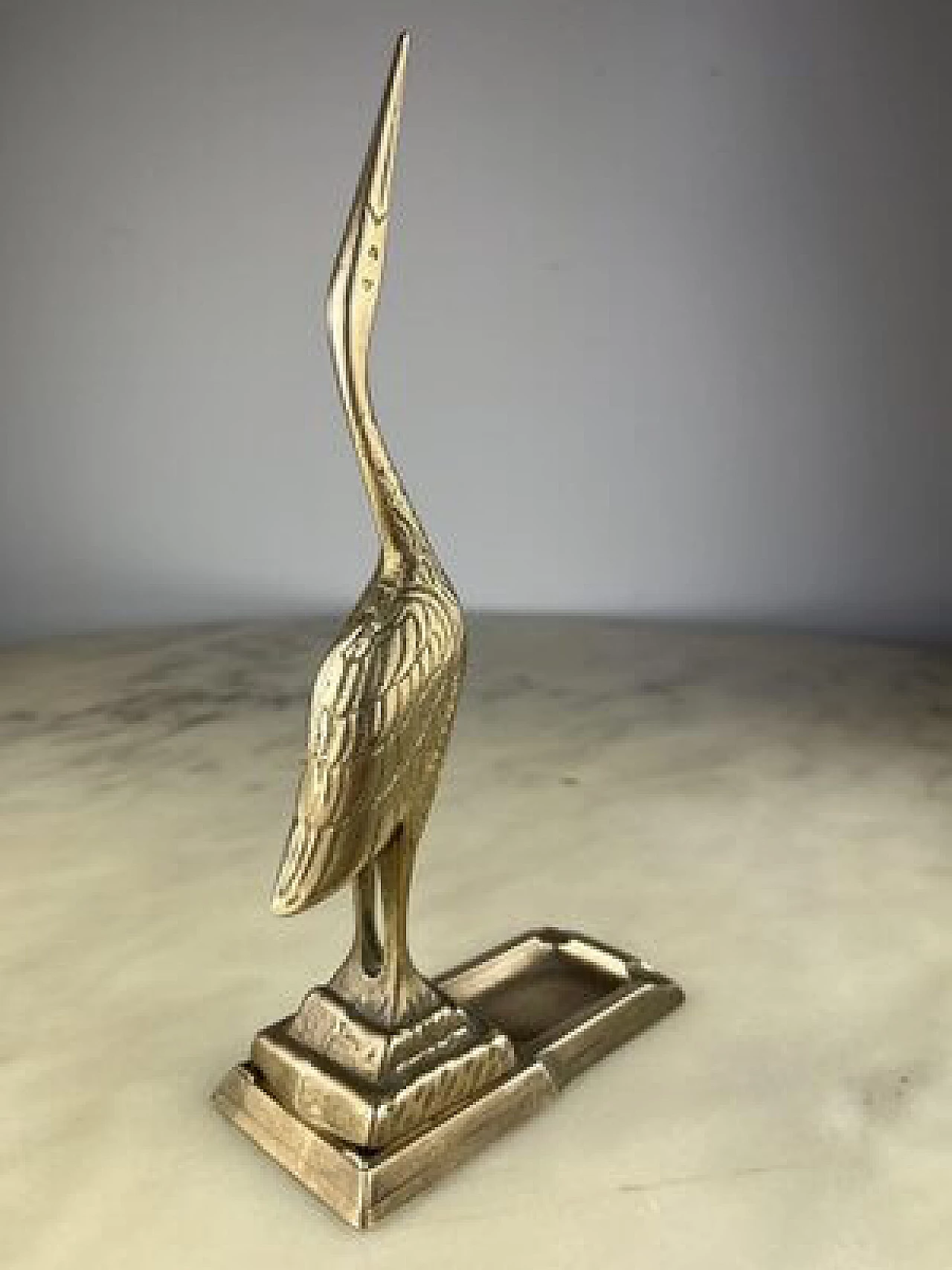 Brass ashtray with flamingo, 1960s 9