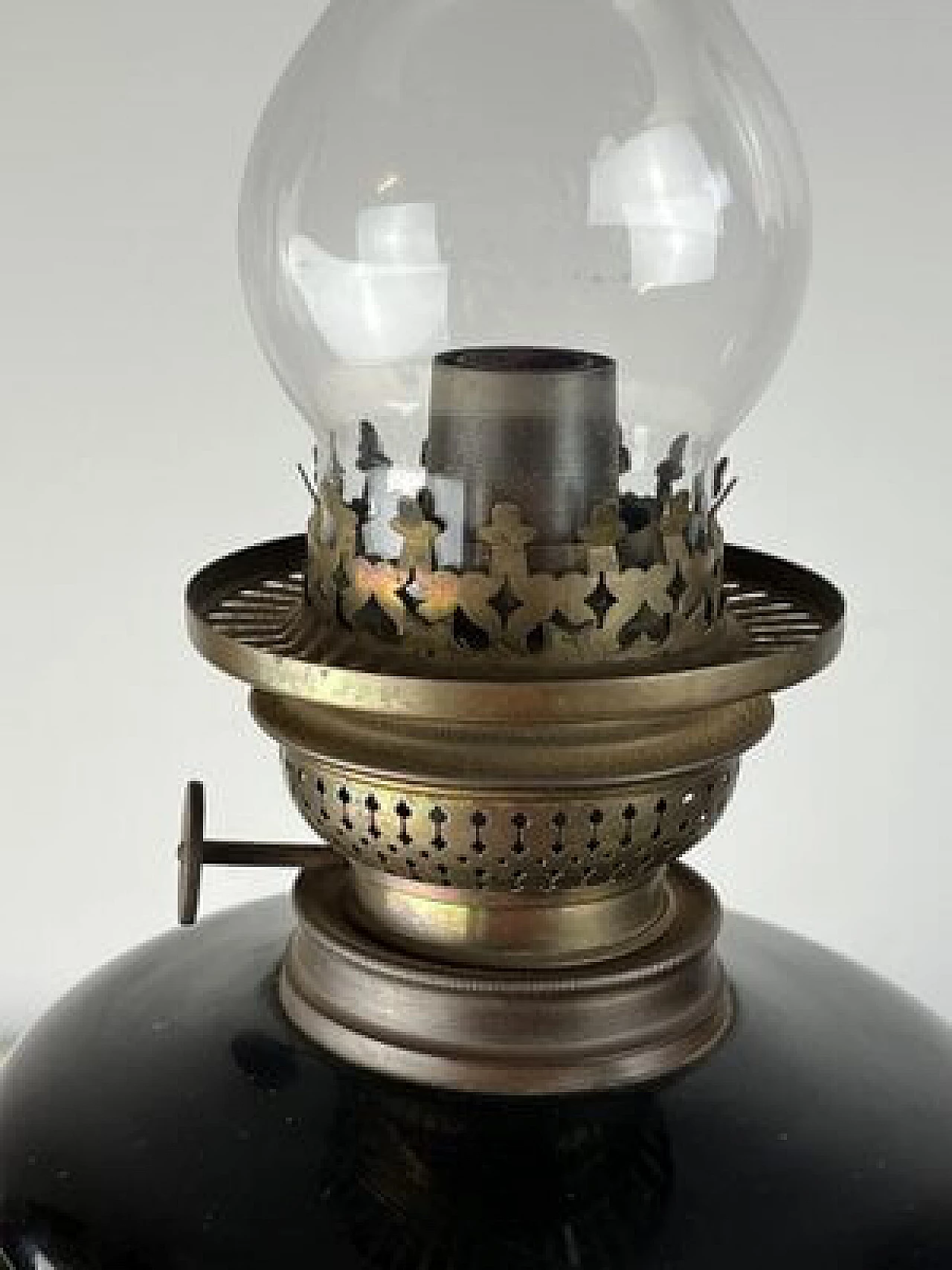 Ceramic, bronze and glass oil table lamp, 1930s 8