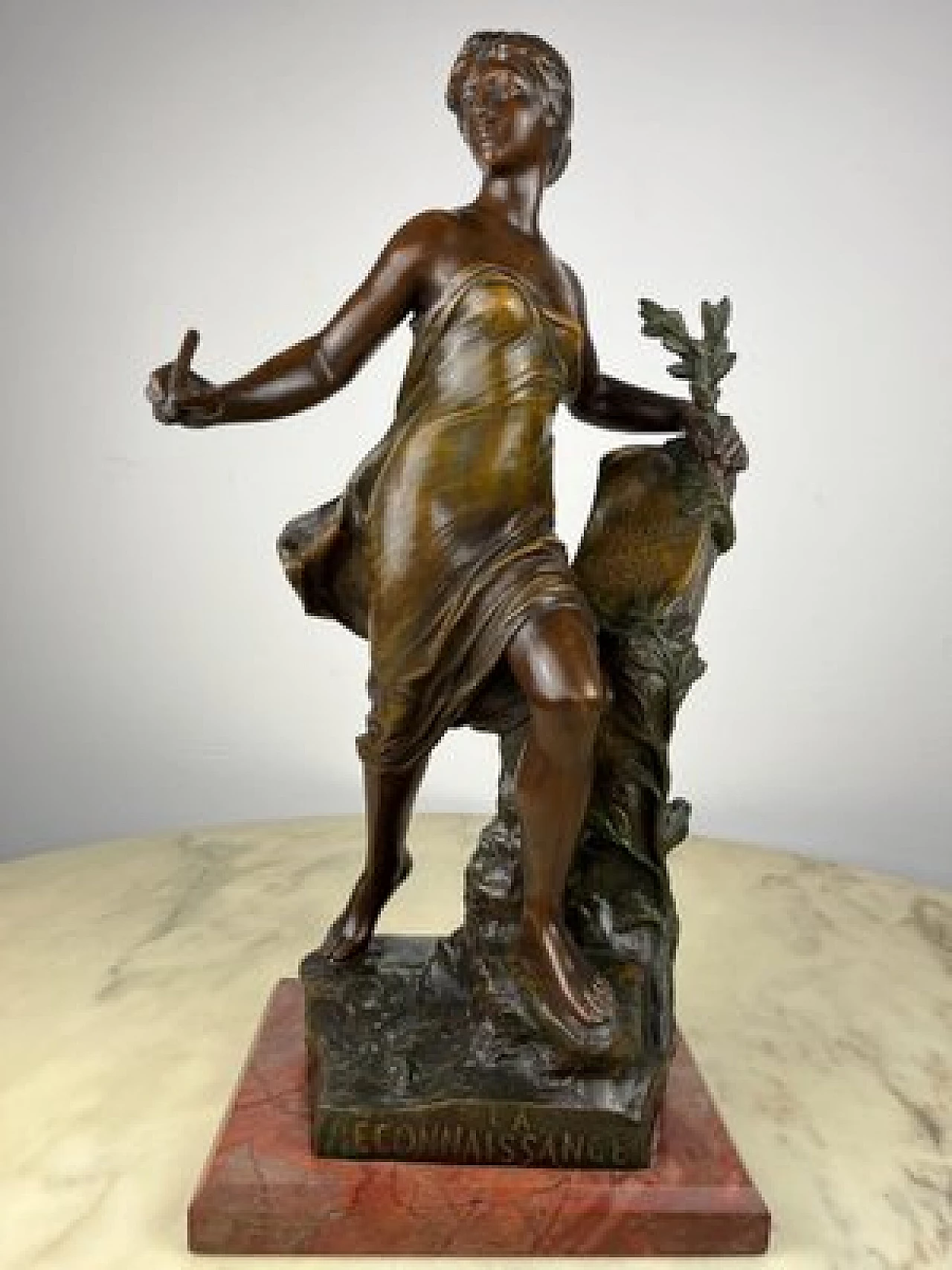 Eugene Marioton, La Reconnaissance, spelter sculpture, 1930s 1