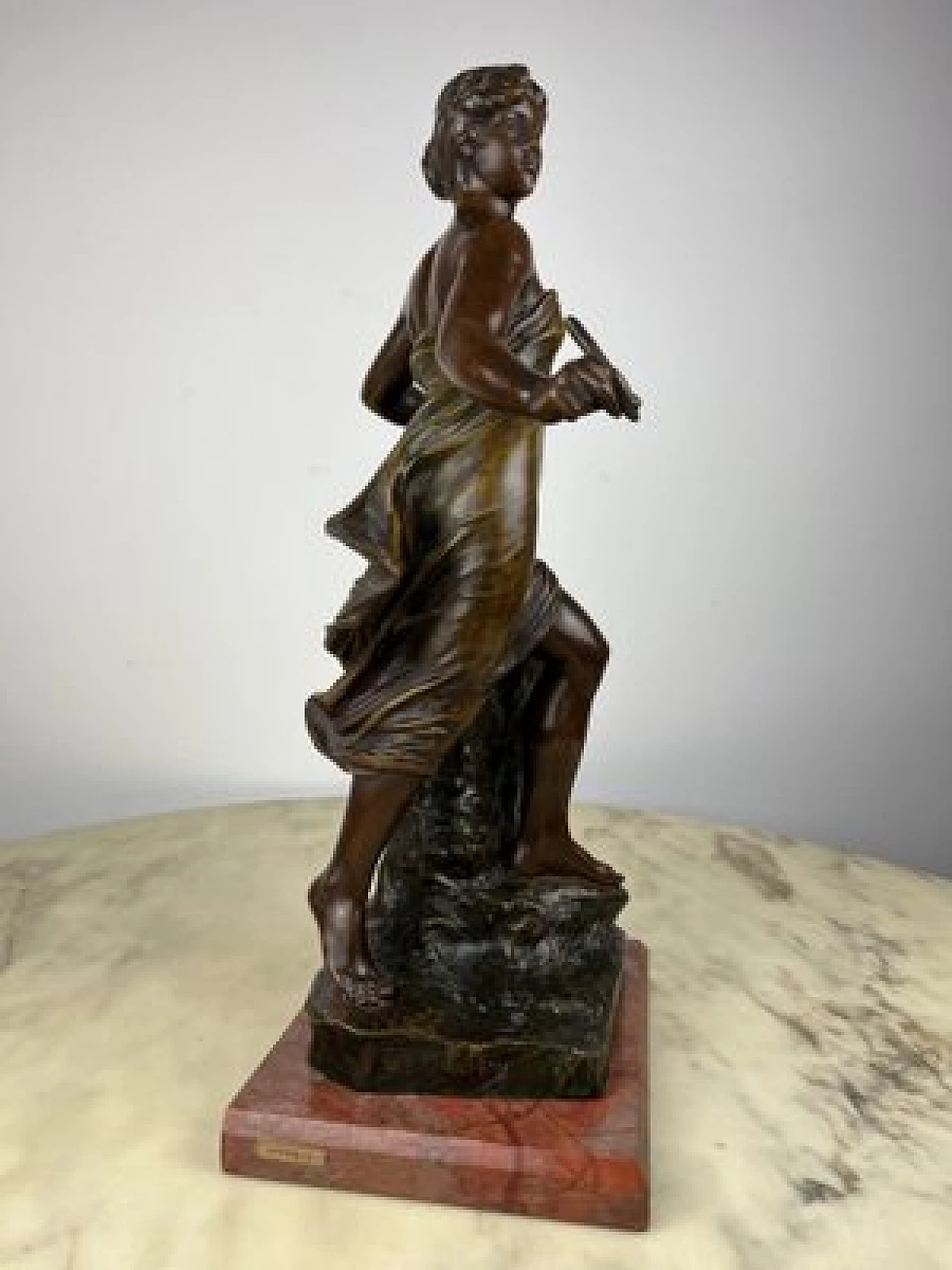 Eugene Marioton, La Reconnaissance, spelter sculpture, 1930s 3