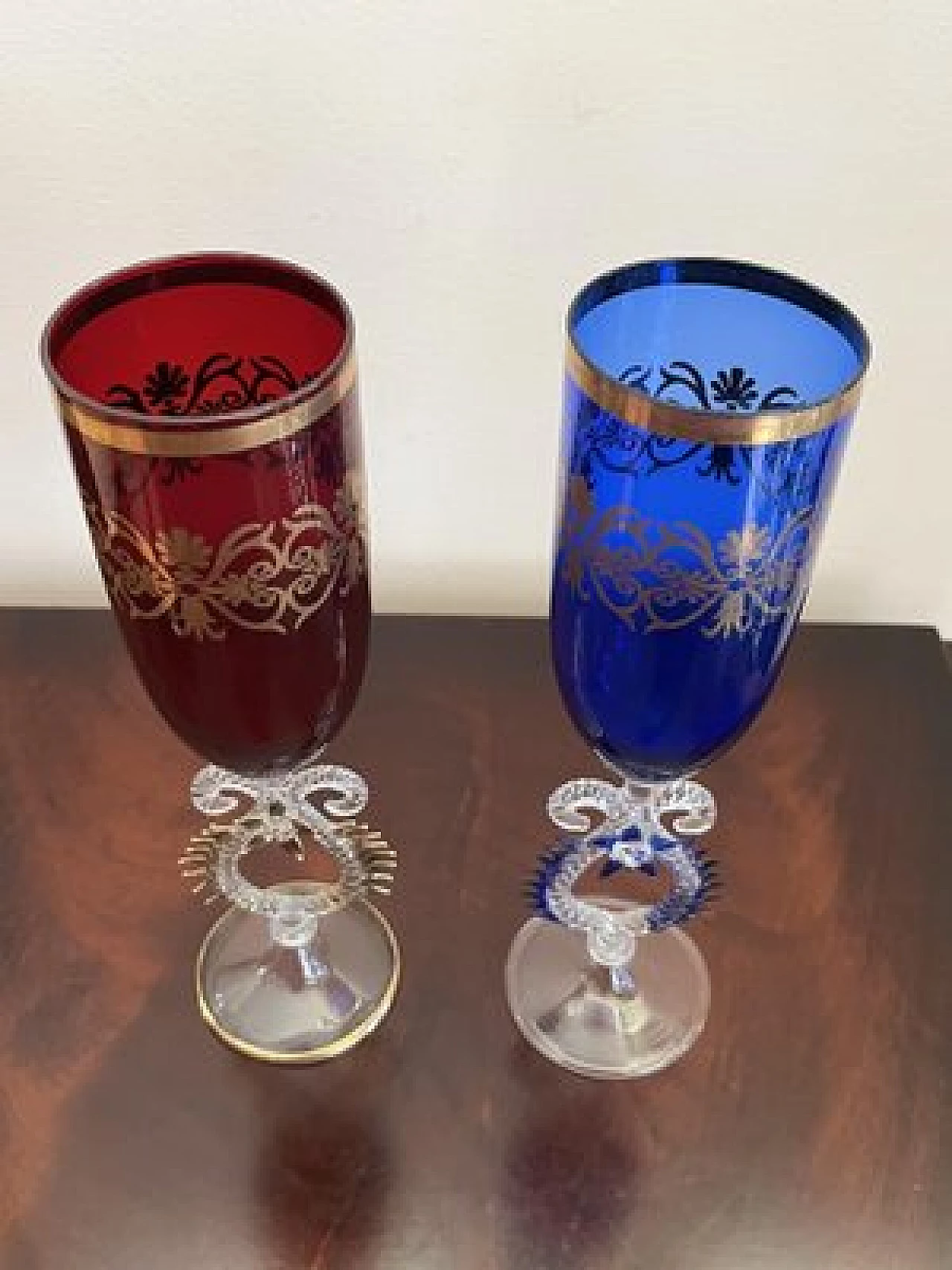 Pair of Murano glass flutes, 1980s 2