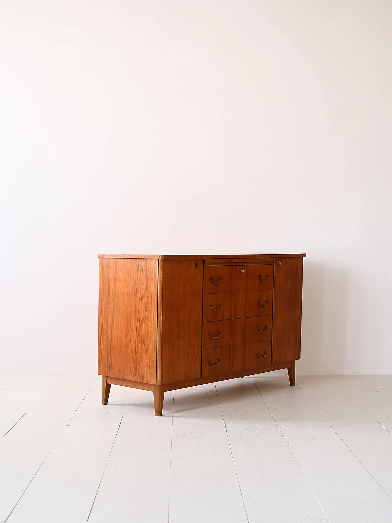 Scandinavian wood sideboard with central drawers, 1950s 4