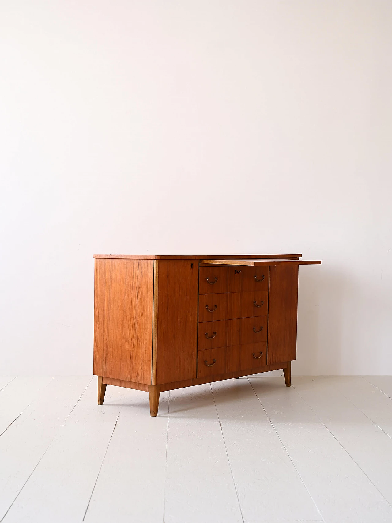 Scandinavian wood sideboard with central drawers, 1950s 5