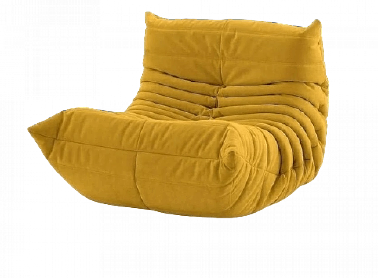 Togo Alcantara Curry armchair by Michel Ducaroy for Ligne Roset 4