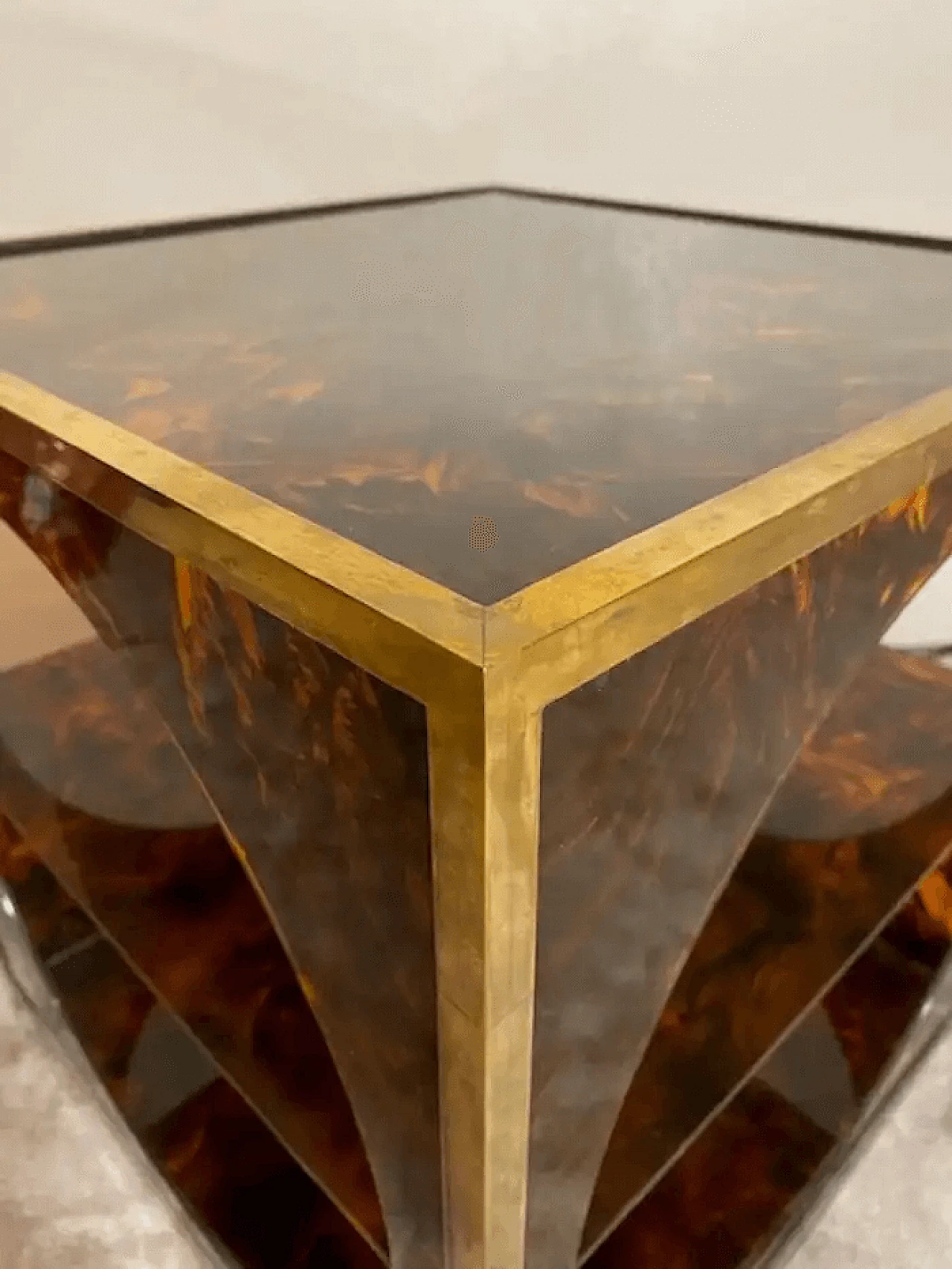 Plexiglass and brass coffee table in the style of Romeo Rega, 1960s 3