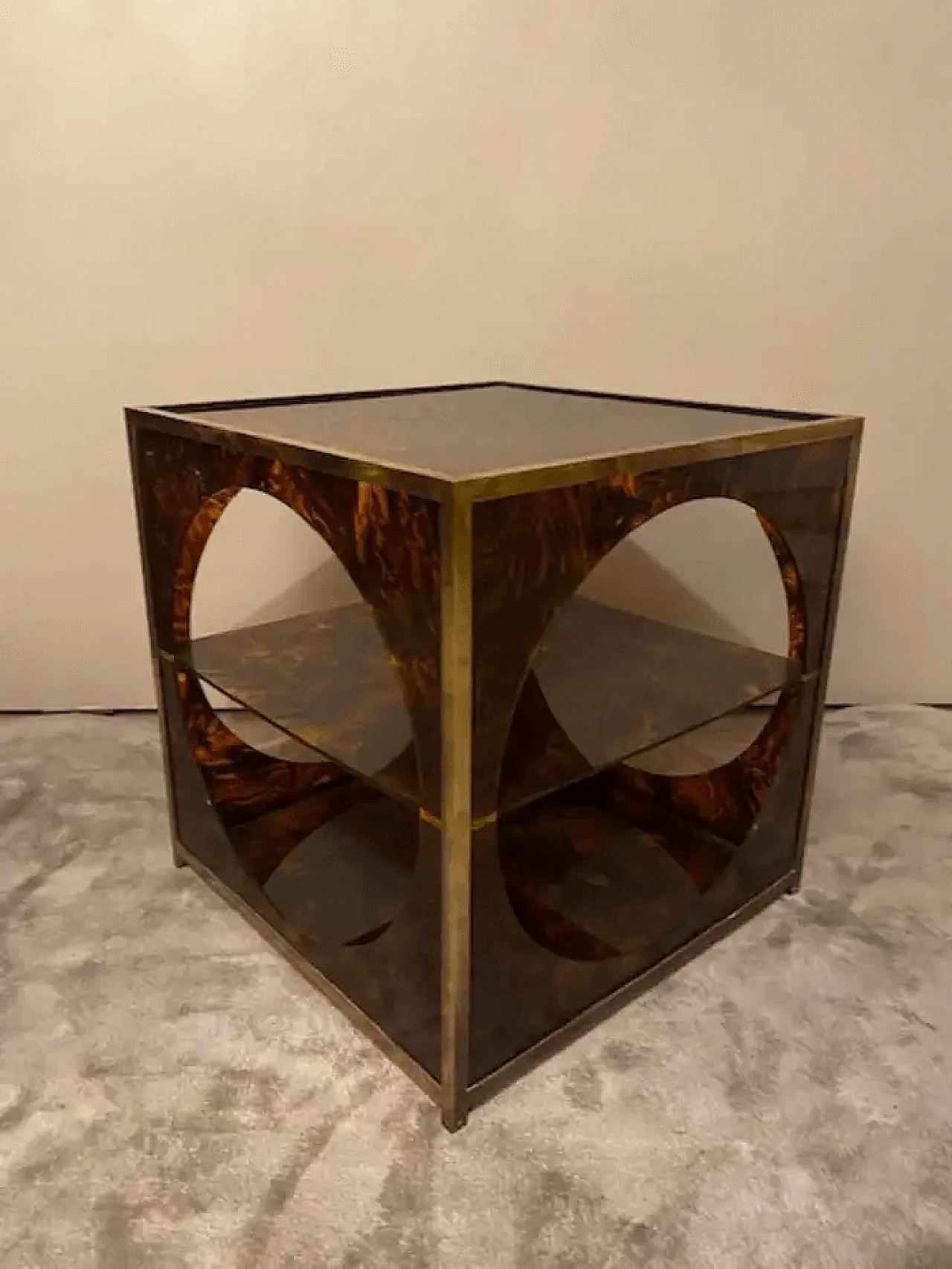 Plexiglass and brass coffee table in the style of Romeo Rega, 1960s 5