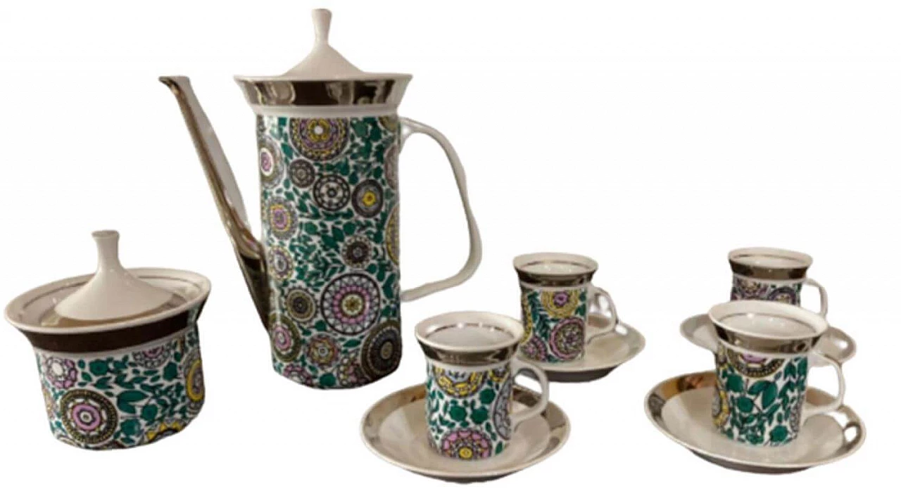 Porcelain coffee service with polychrome decoration, 1960s 1