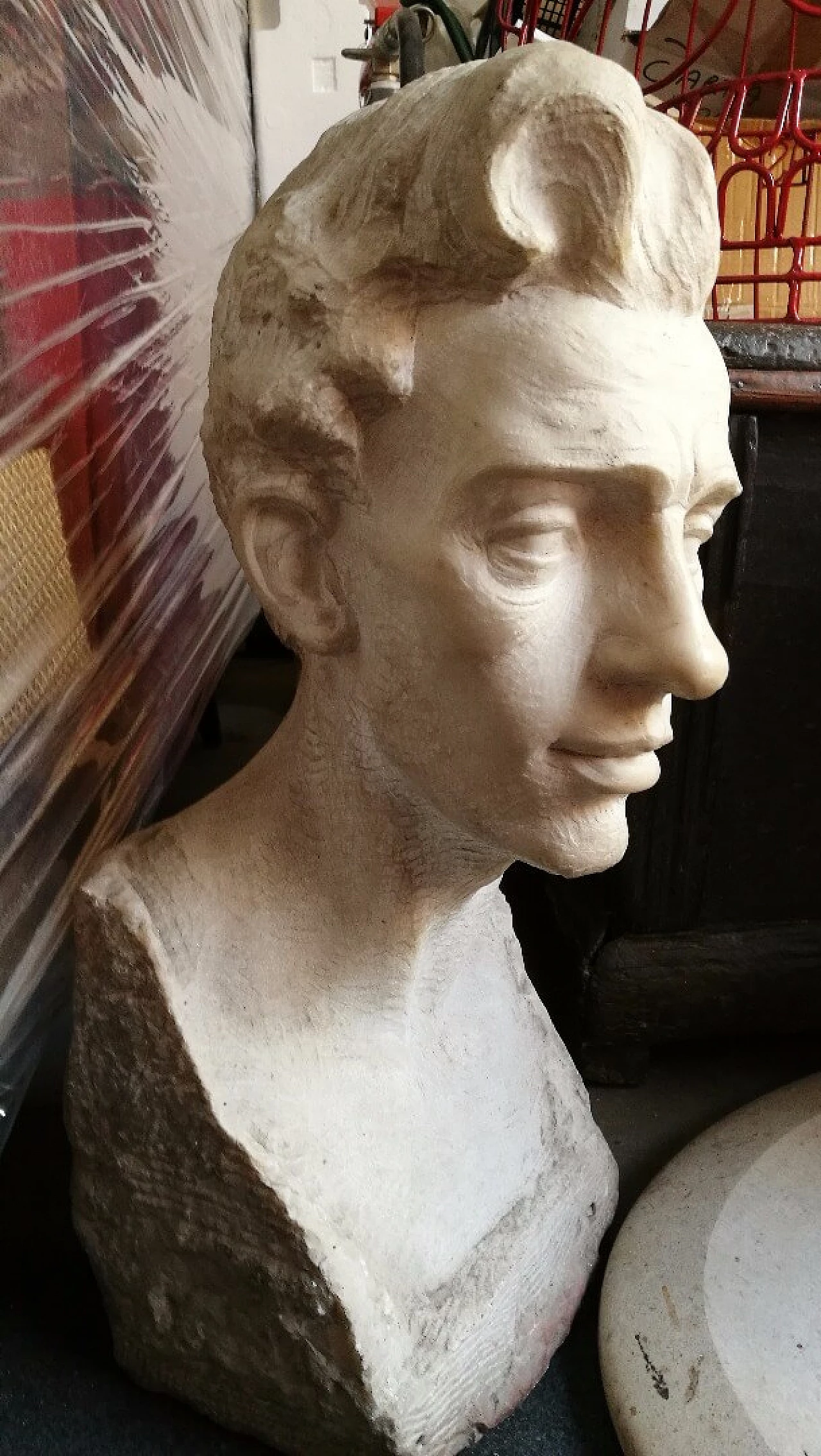 Alfredo Pina, male head, Carrara marble sculpture 4