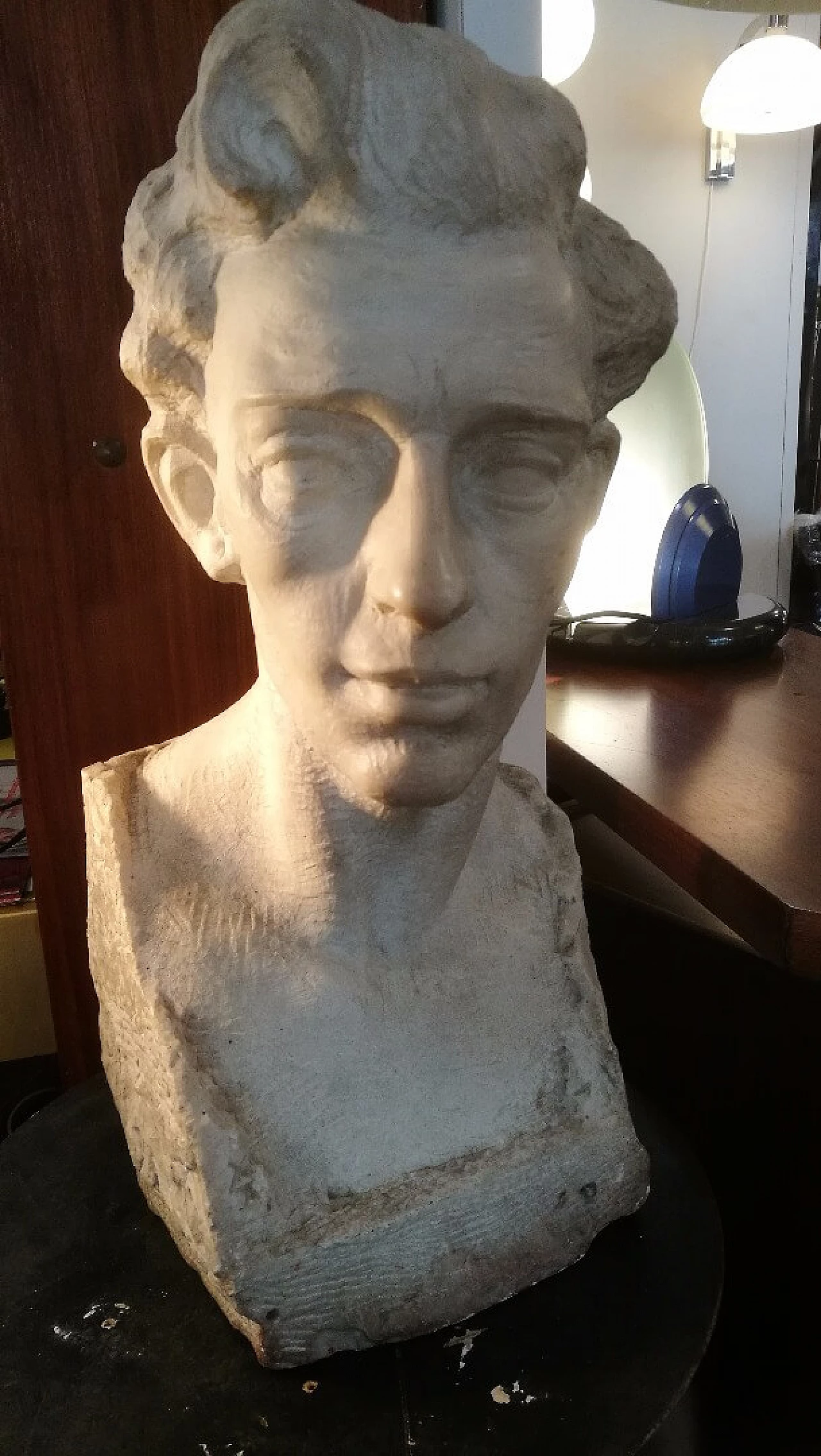 Alfredo Pina, male head, Carrara marble sculpture 5