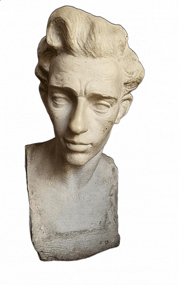 Alfredo Pina, male head, Carrara marble sculpture