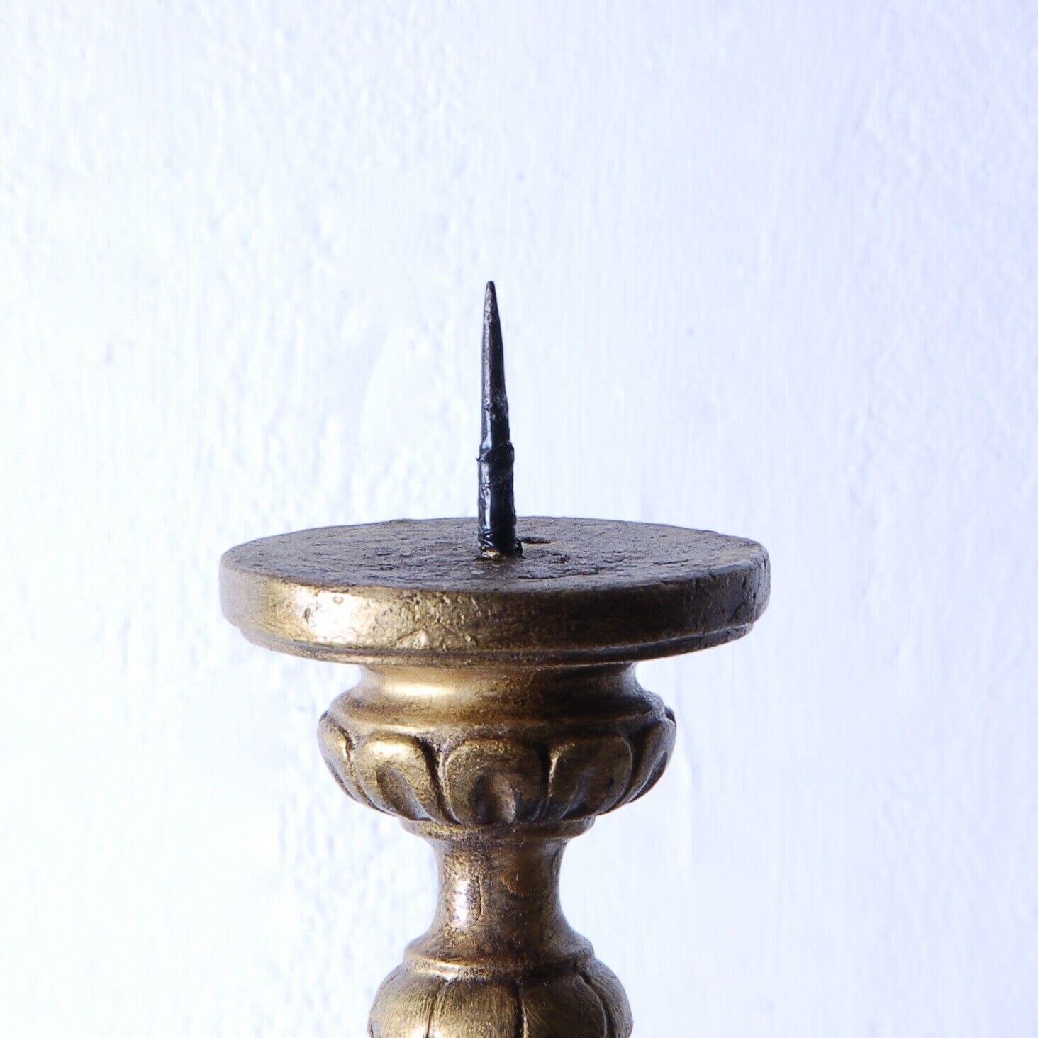 Pair of brass and oxidized brass candle holders, 1940s
