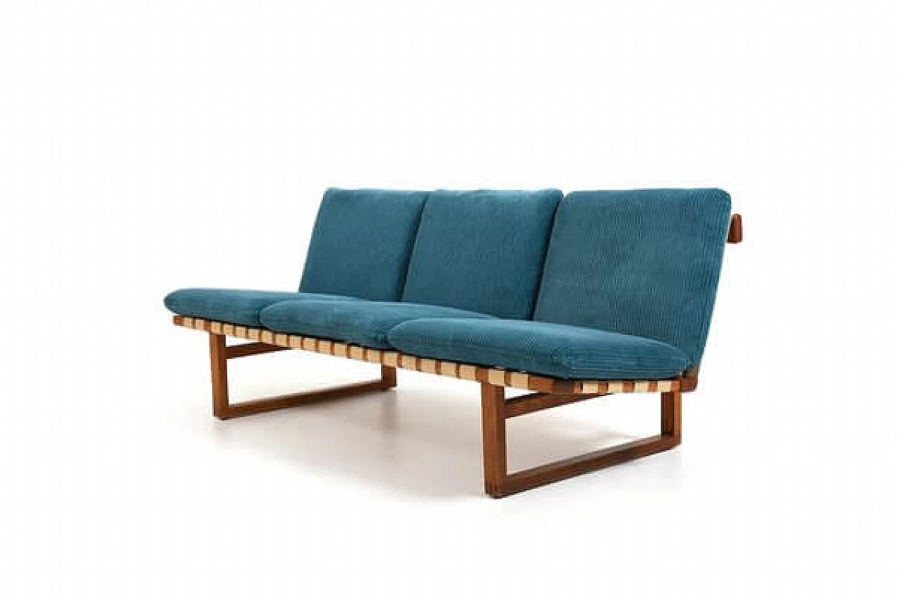 Sofa 211 in oak and velvet by Børge Mogensen for Fredericia, 1950s 1